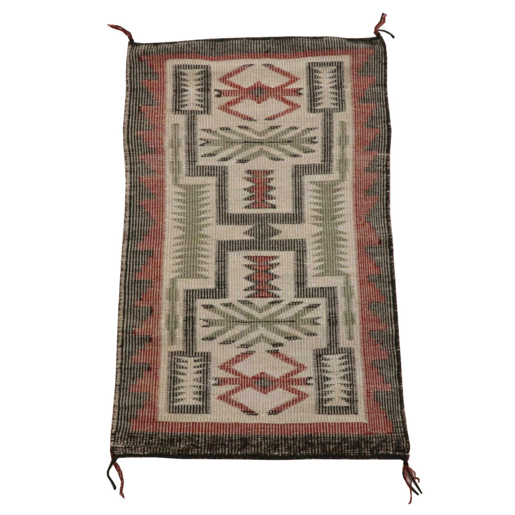 1'11 x 3'2 Handwoven Navajo Storm Pattern Accent Rug