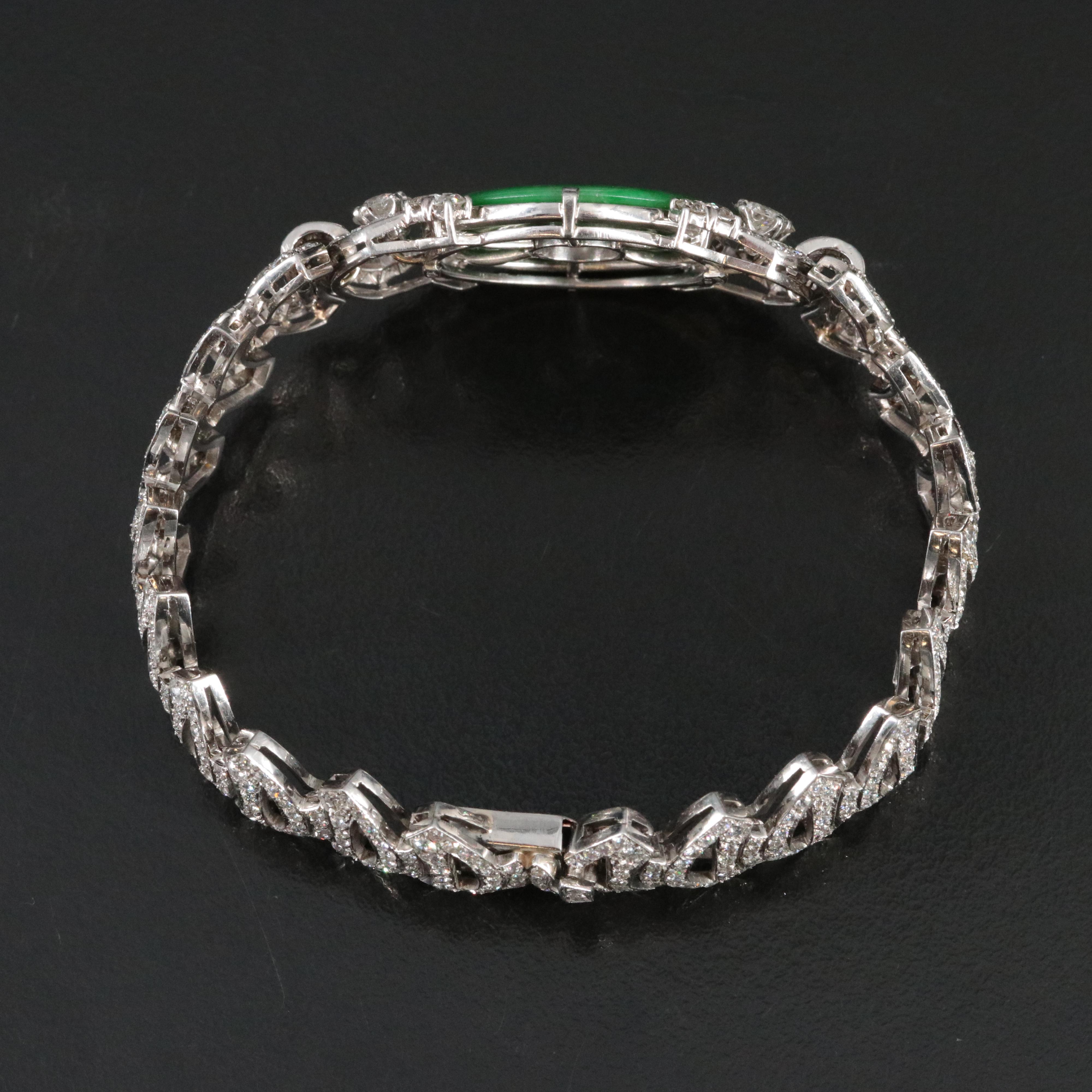 Tiffany & Co. Art Deco Platinum Jadeite and 11.08 CTW Diamond Bracelet