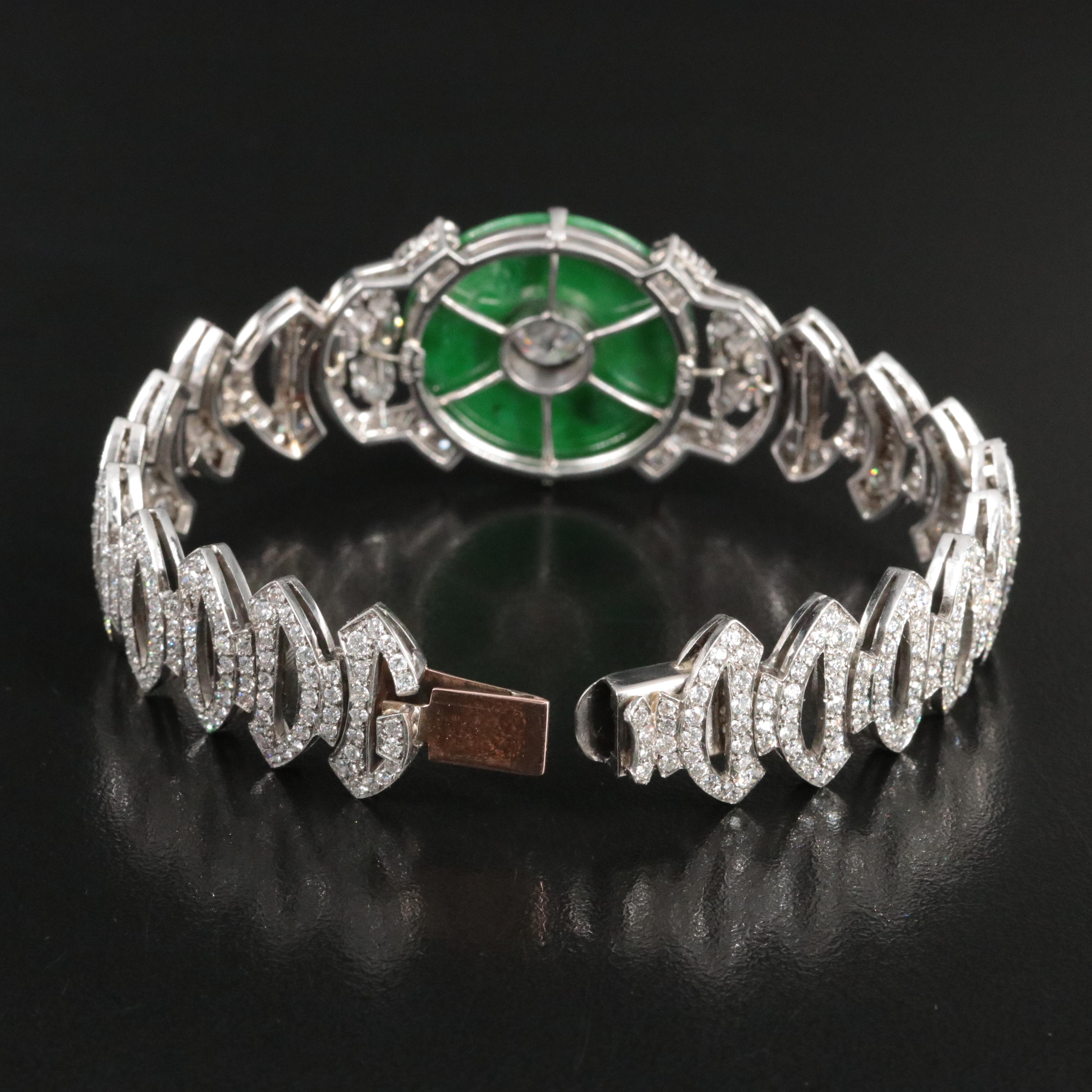 Tiffany & Co. Art Deco Platinum Jadeite and 11.08 CTW Diamond Bracelet