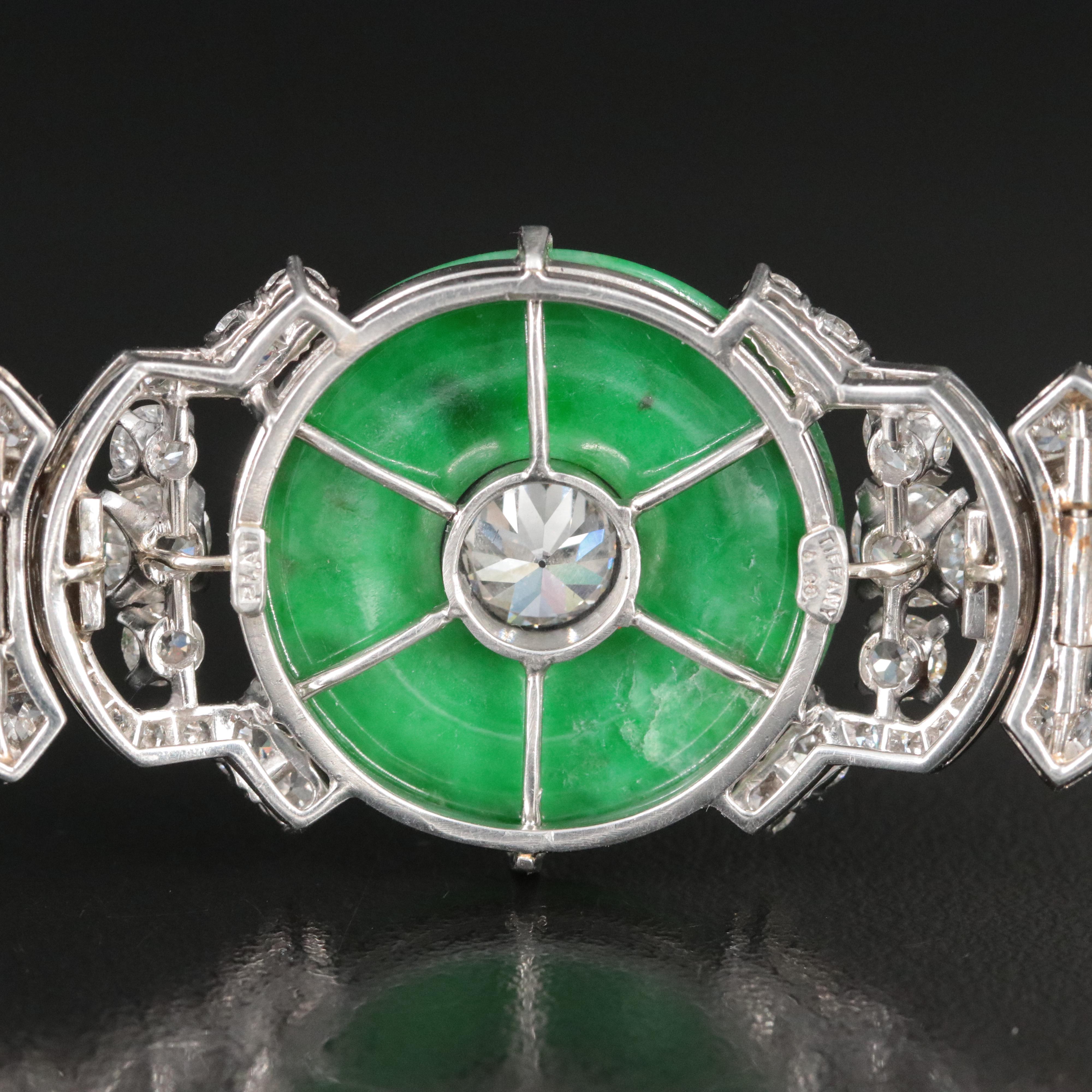 Tiffany & Co. Art Deco Platinum Jadeite and 11.08 CTW Diamond Bracelet