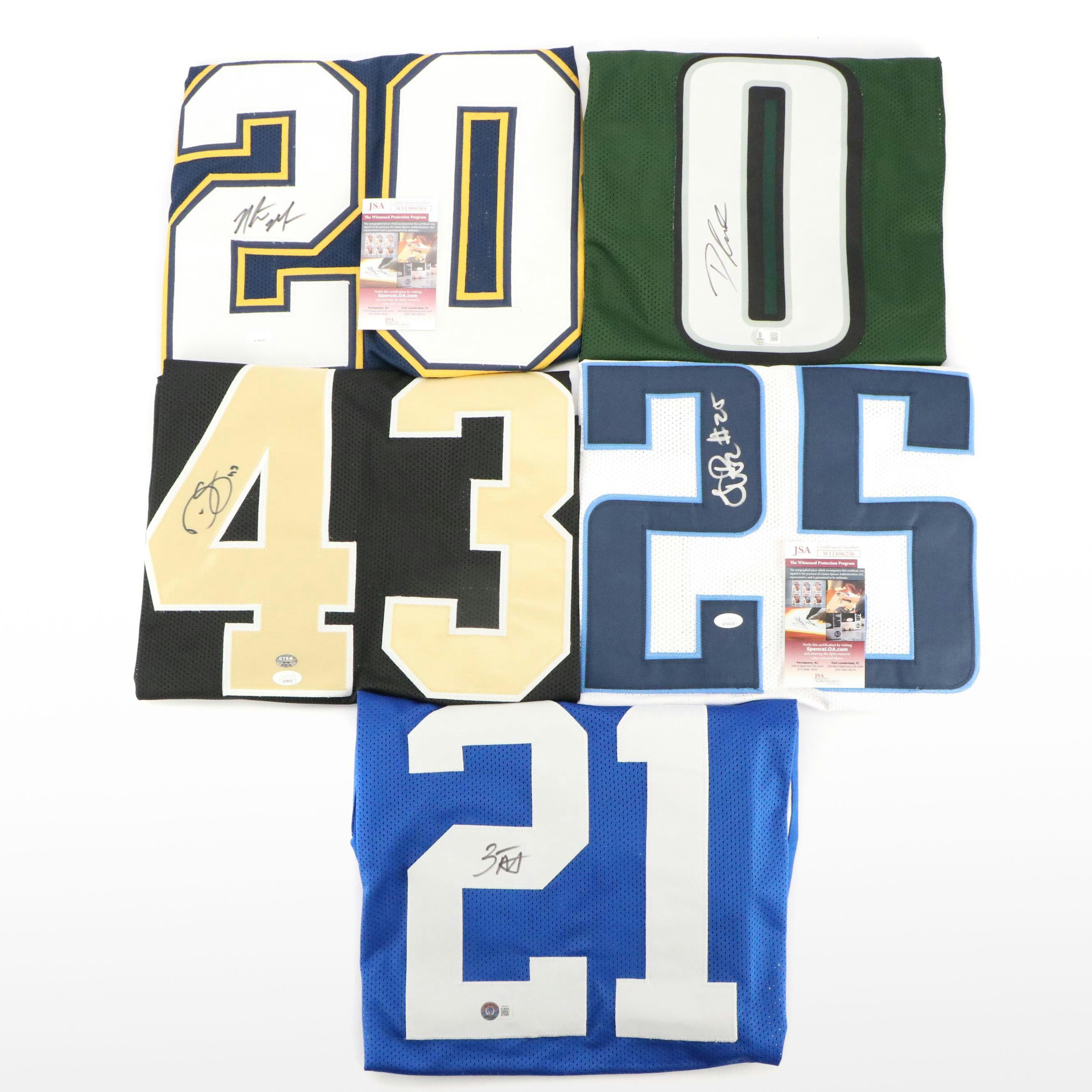 Natrone Means, D'Andre Swift, Darren Sproles, and More Signed Football Jerseys