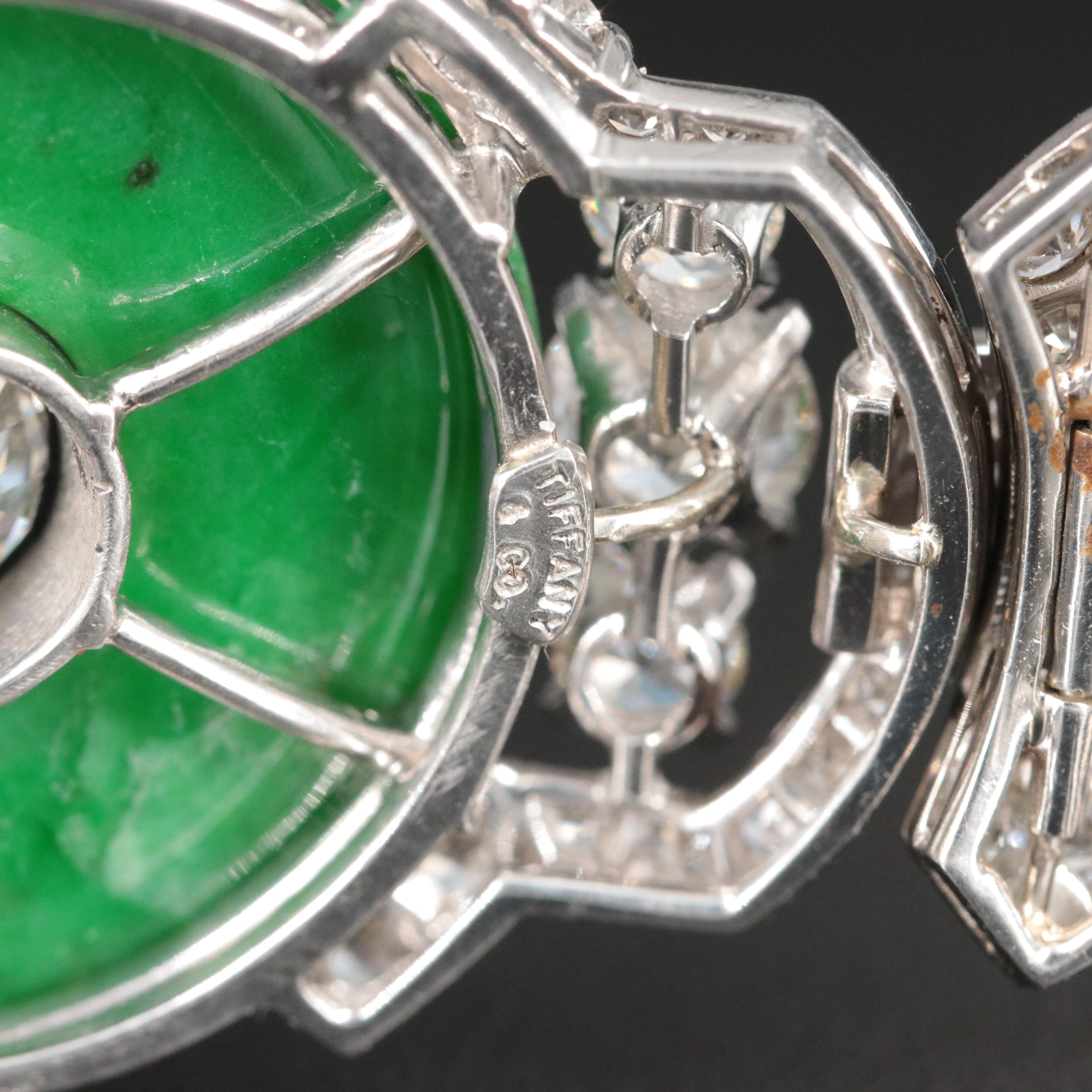 Tiffany & Co. Art Deco Platinum Jadeite and 11.08 CTW Diamond Bracelet