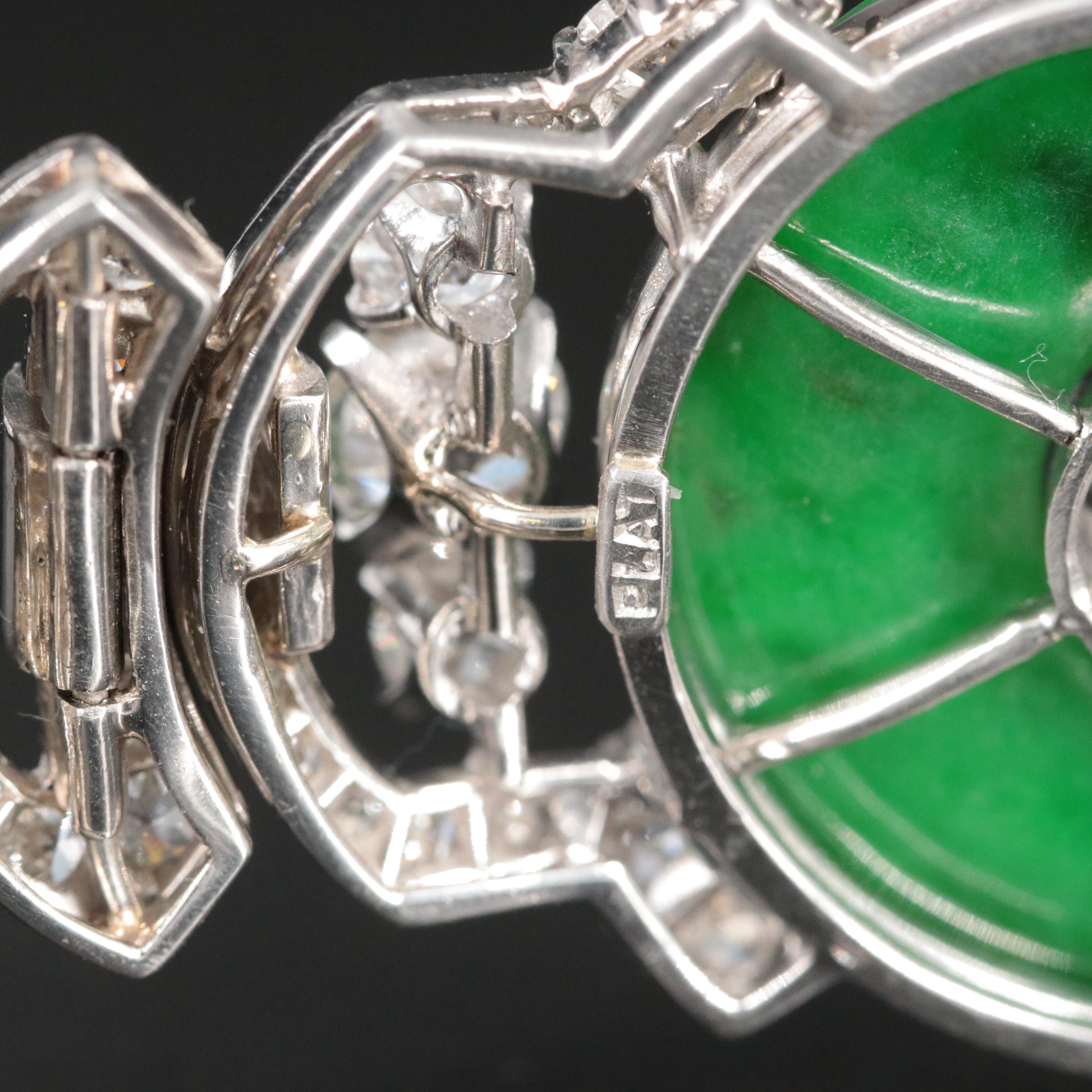 Tiffany & Co. Art Deco Platinum Jadeite and 11.08 CTW Diamond Bracelet