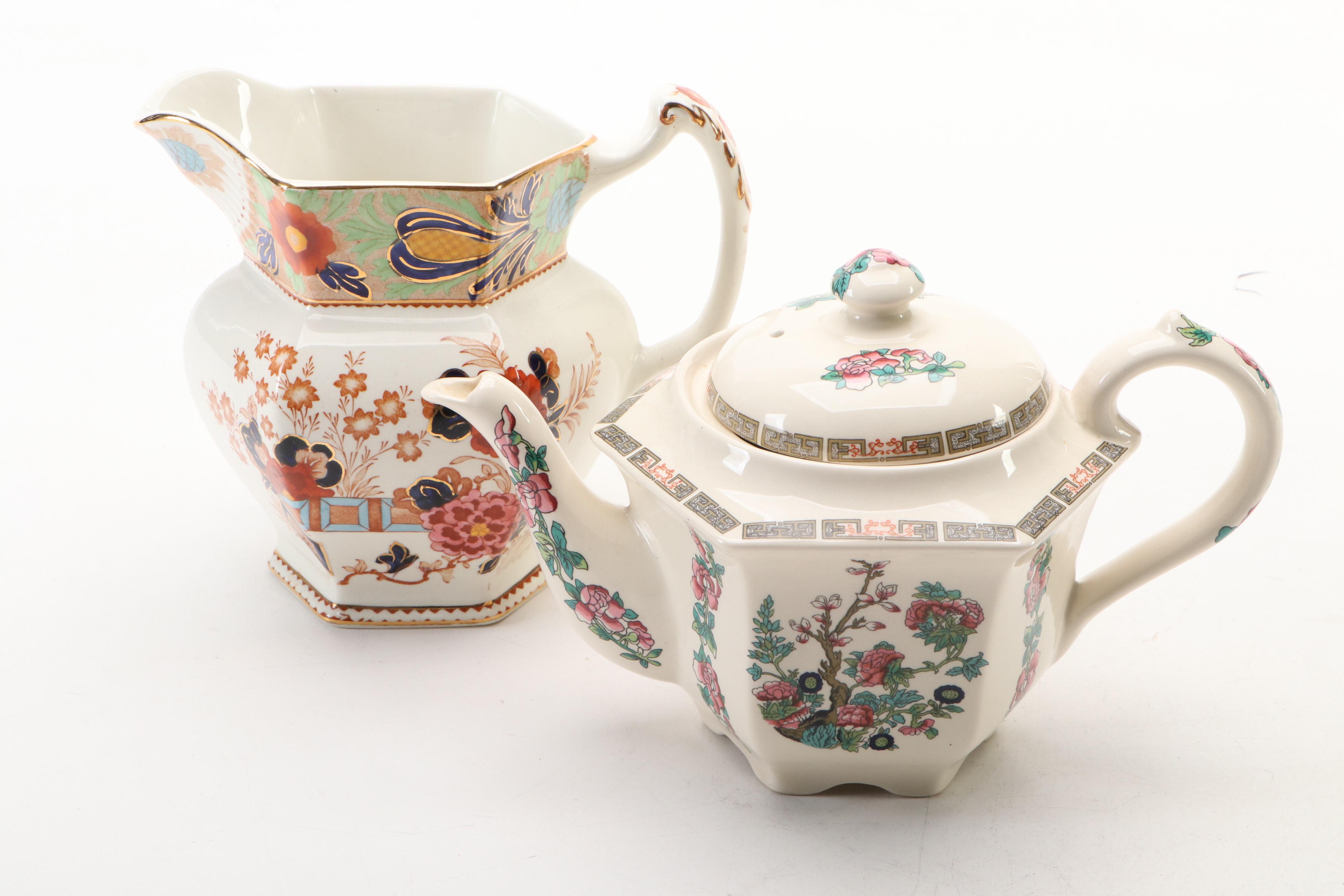 Wood & Sons "Wincaton" Jug with Other English Teapots and Bowl