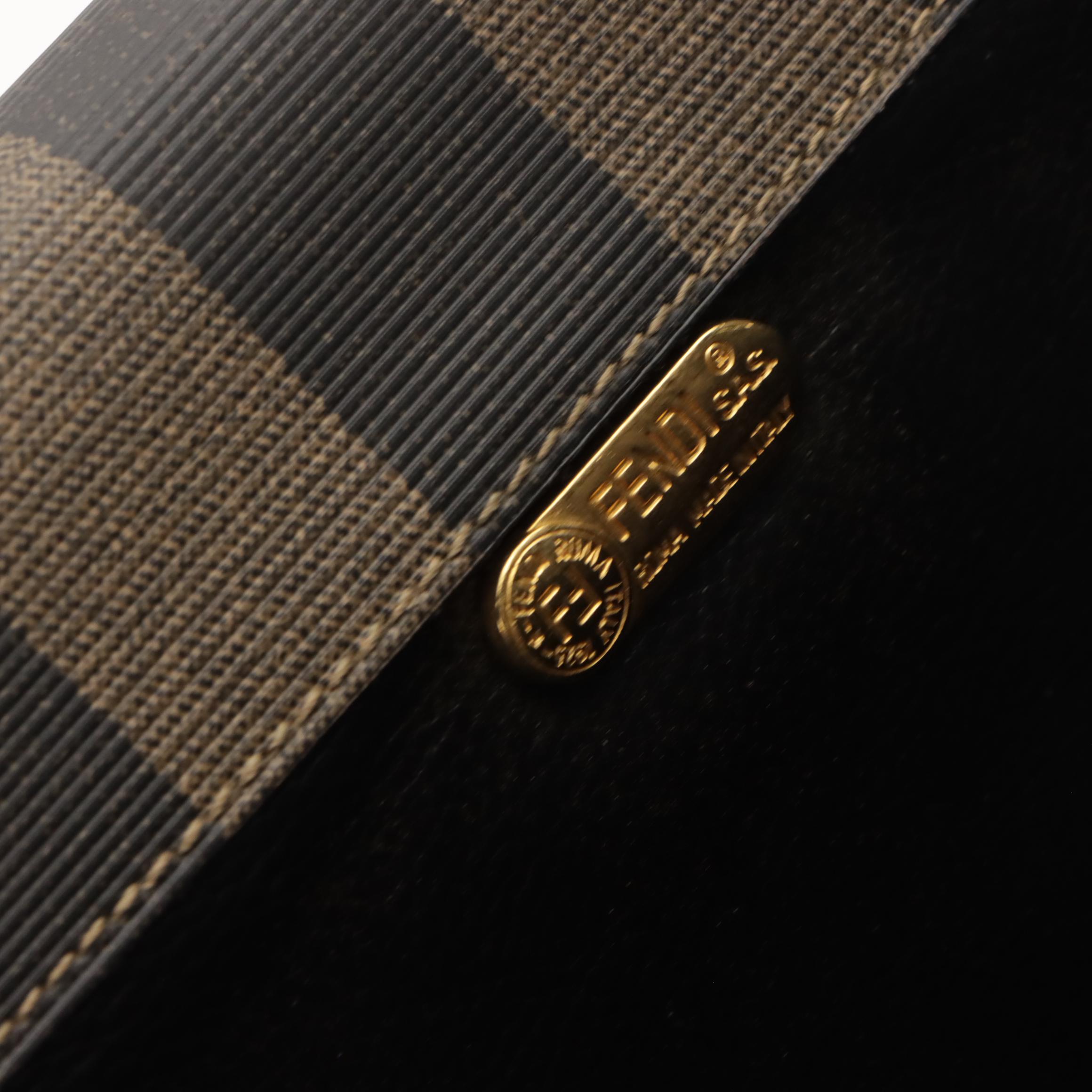 Fendi Top Handle Briefcase Bag in Pequin Stripe Coated Canvas