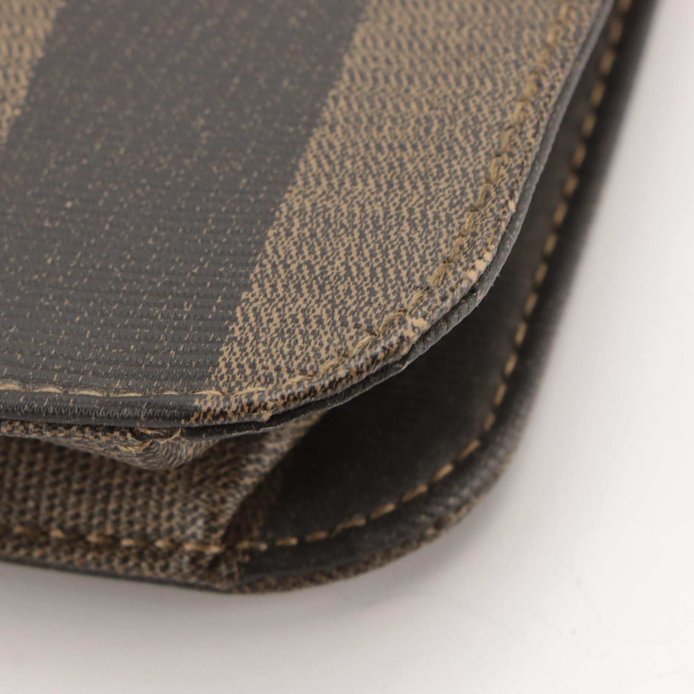 Fendi Top Handle Briefcase Bag in Pequin Stripe Coated Canvas