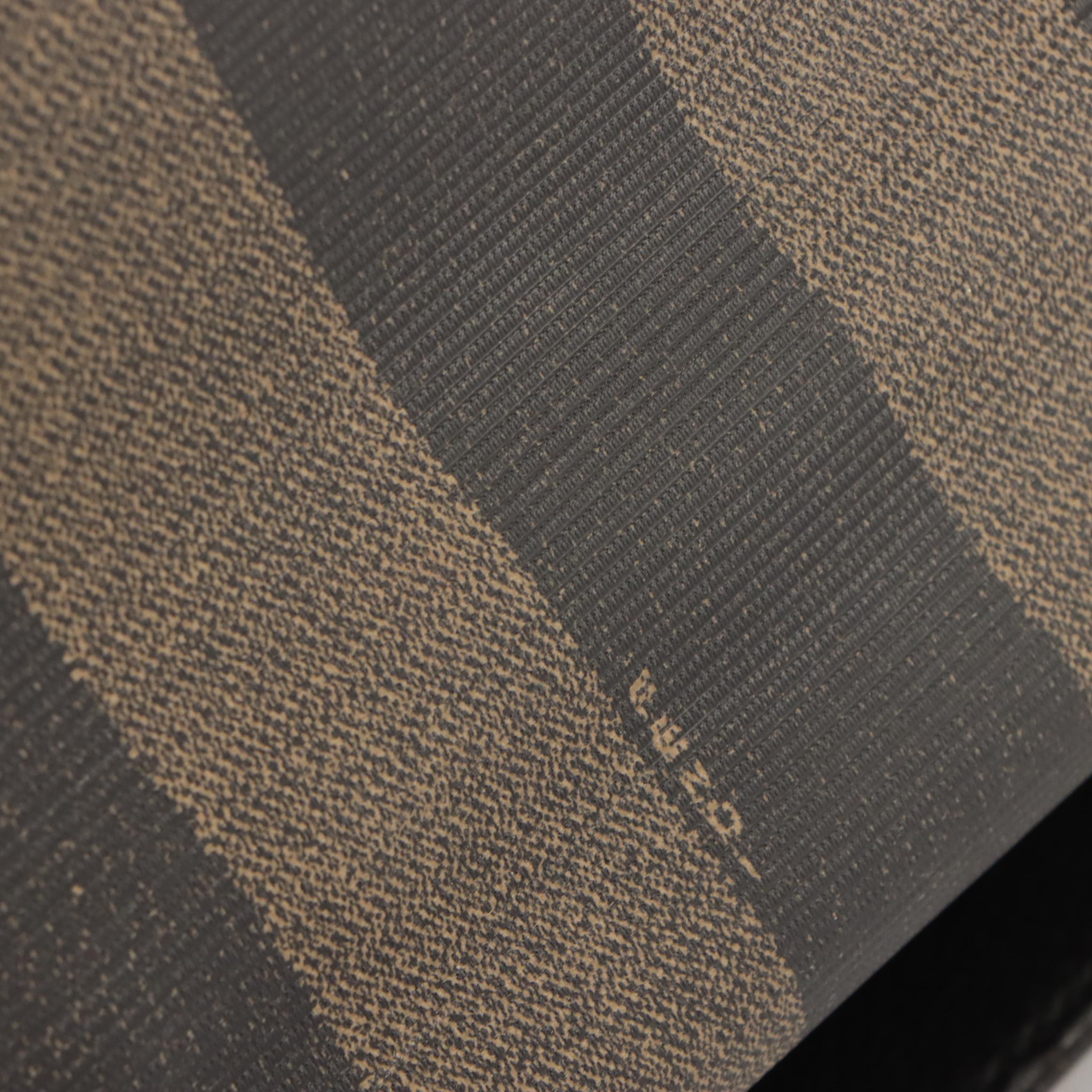 Fendi Top Handle Briefcase Bag in Pequin Stripe Coated Canvas