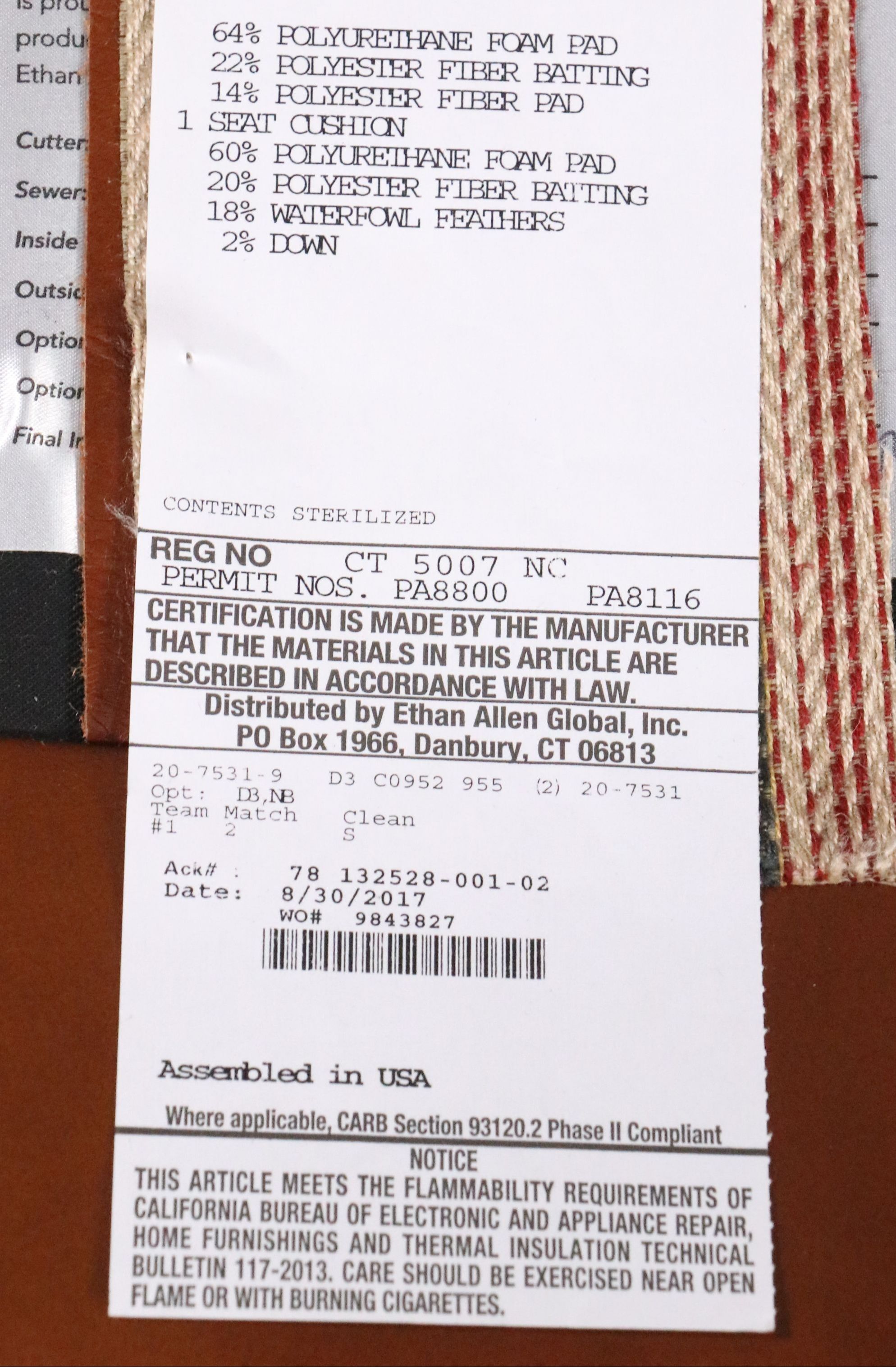 Pair of Ethan Allen Leather and Fabric Upholstered Club Chairs, 2017