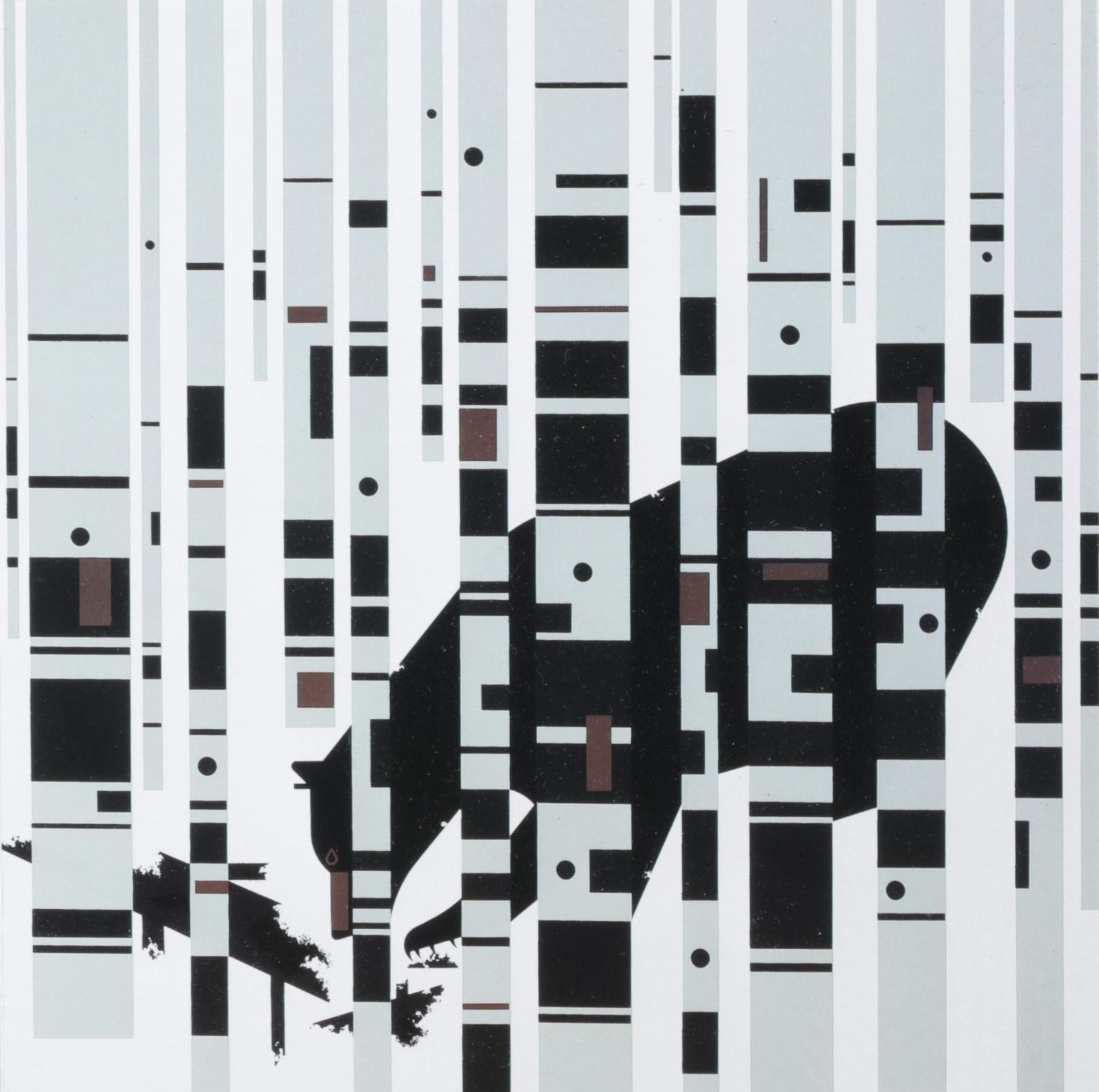 Offset Lithograph After Charley Harper "Bear In The Birches"