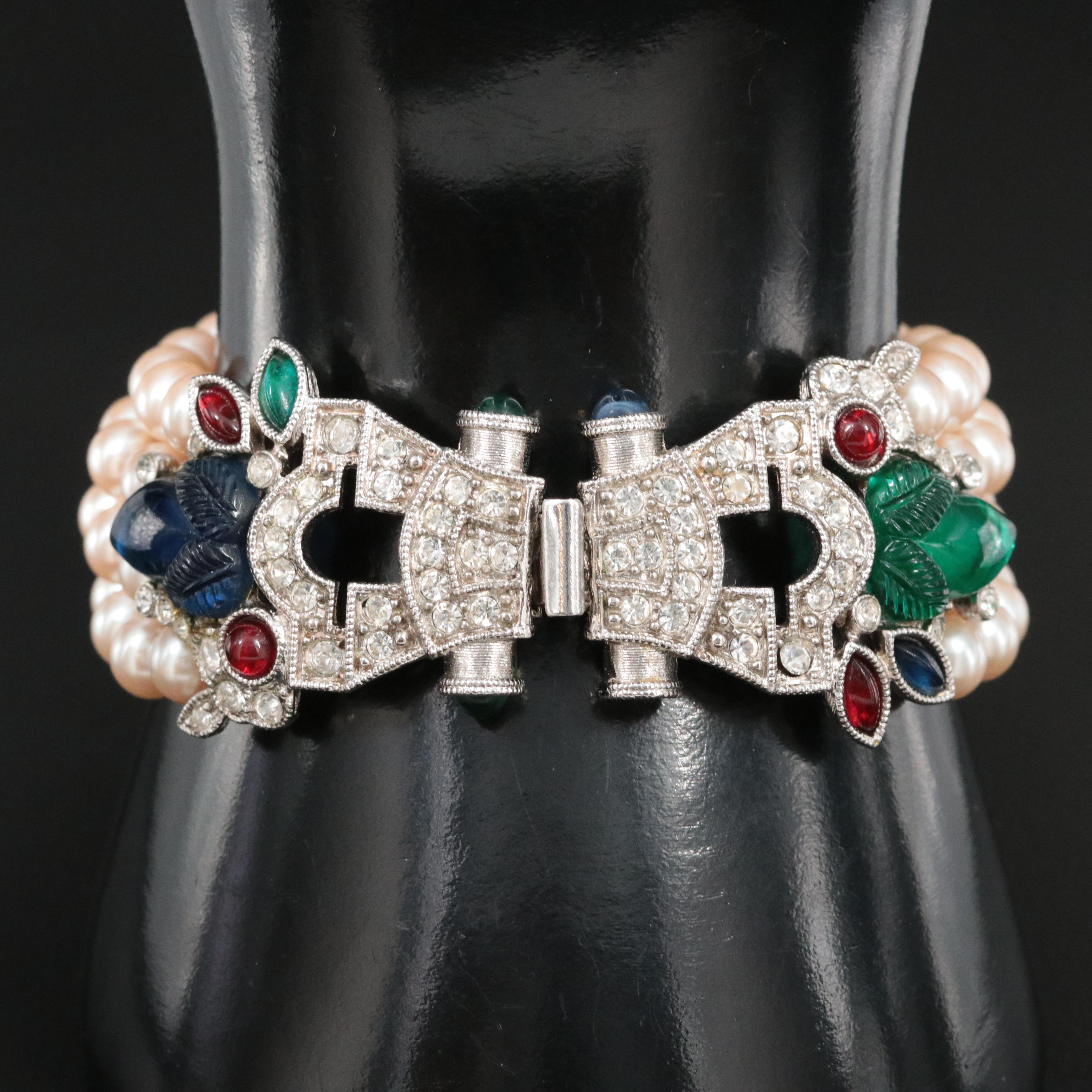 Givenchy Faux Pearl and Rhinestone "Tutti-Frutti" Bracelet