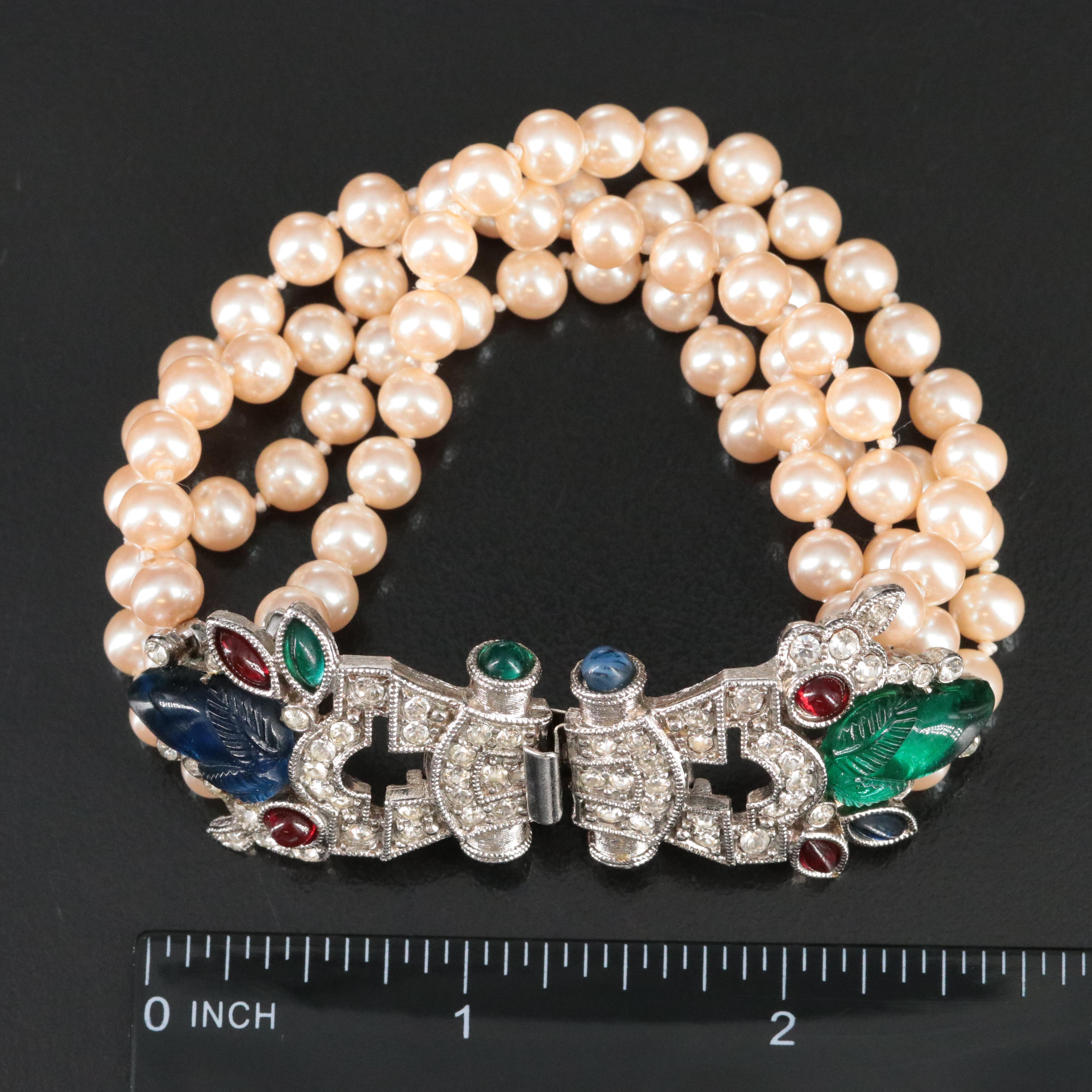 Givenchy Faux Pearl and Rhinestone "Tutti-Frutti" Bracelet