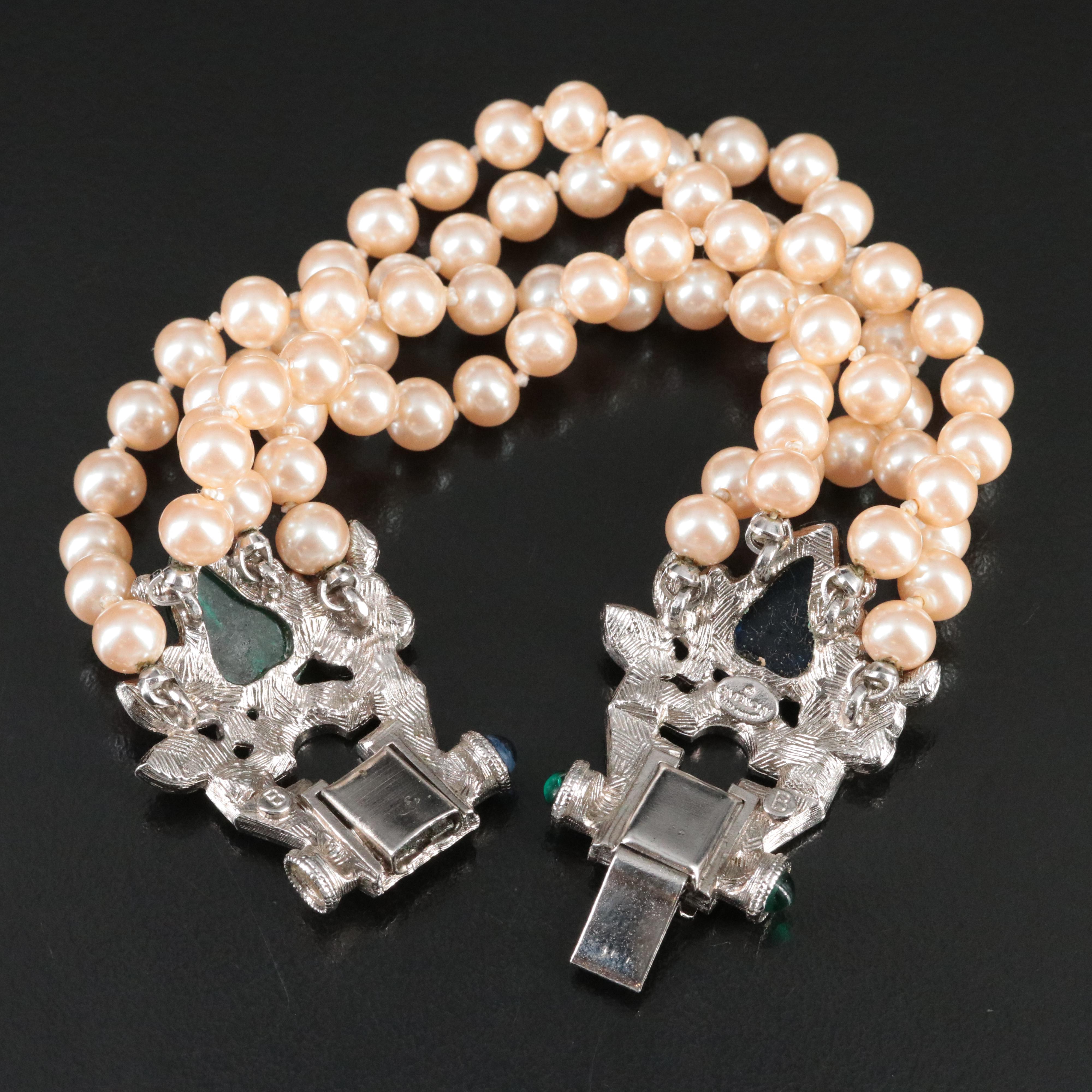 Givenchy Faux Pearl and Rhinestone "Tutti-Frutti" Bracelet