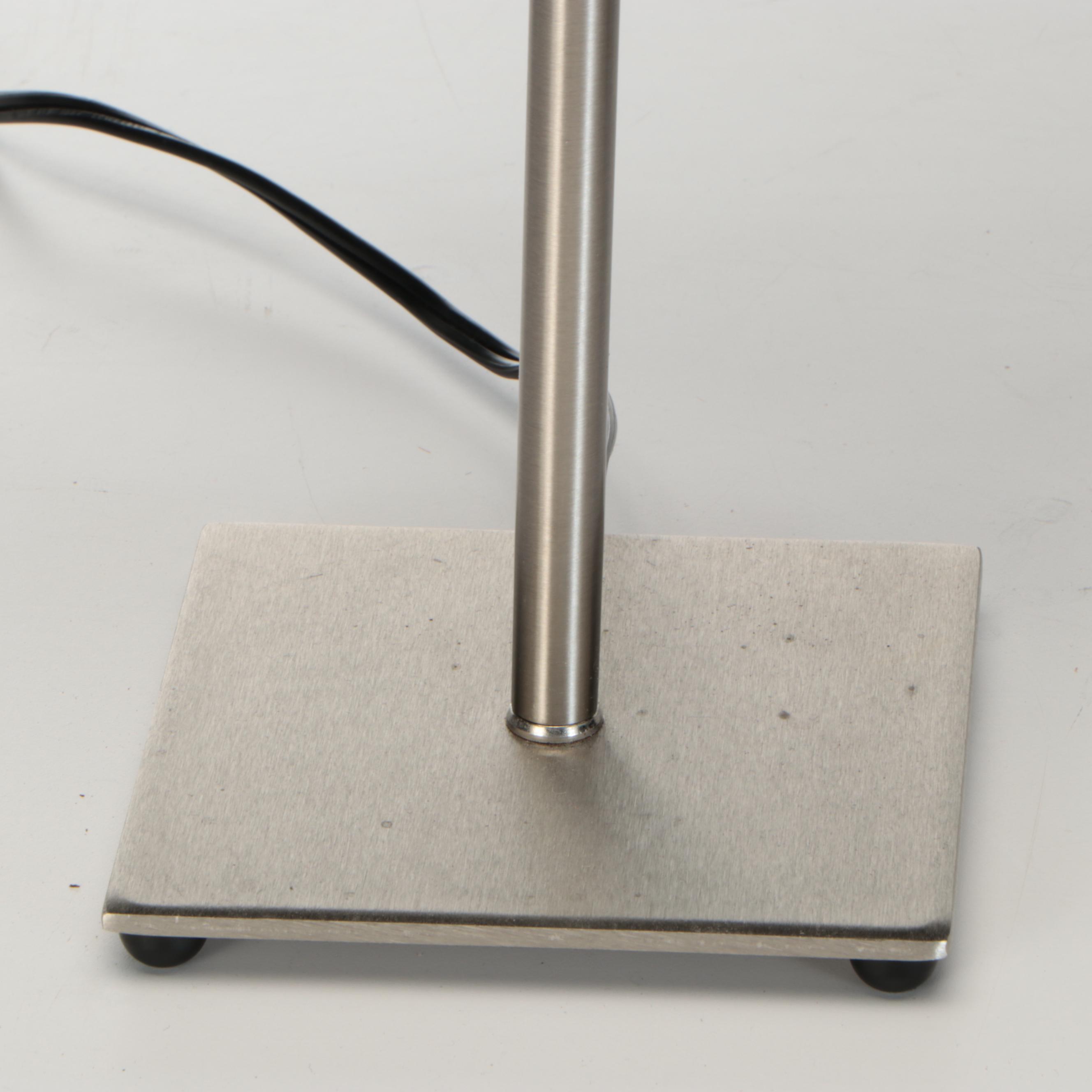 IKEA "ALÄNG" Brushed Silver Table Lamps with Woven Paper Shades