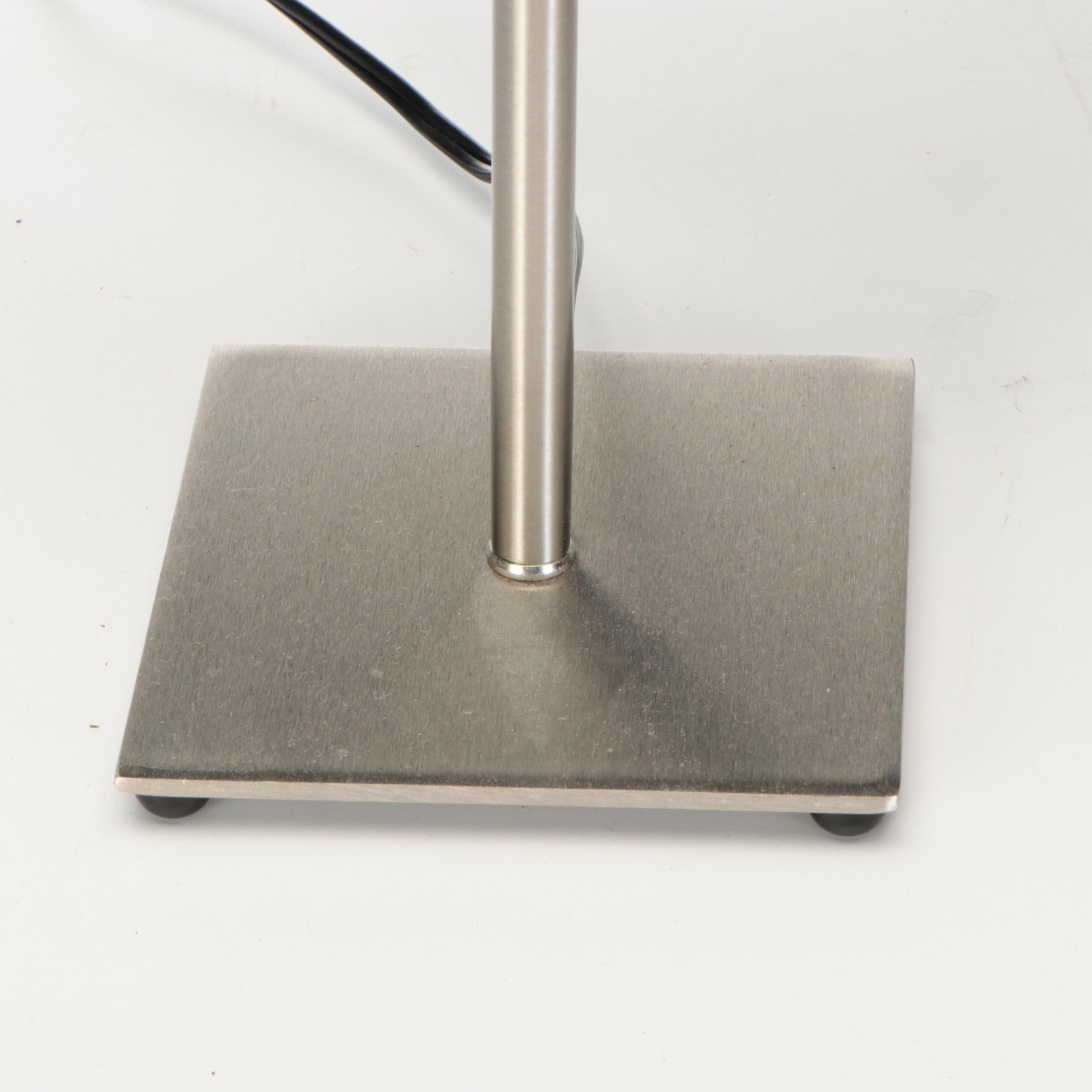 IKEA "ALÄNG" Brushed Silver Table Lamps with Woven Paper Shades