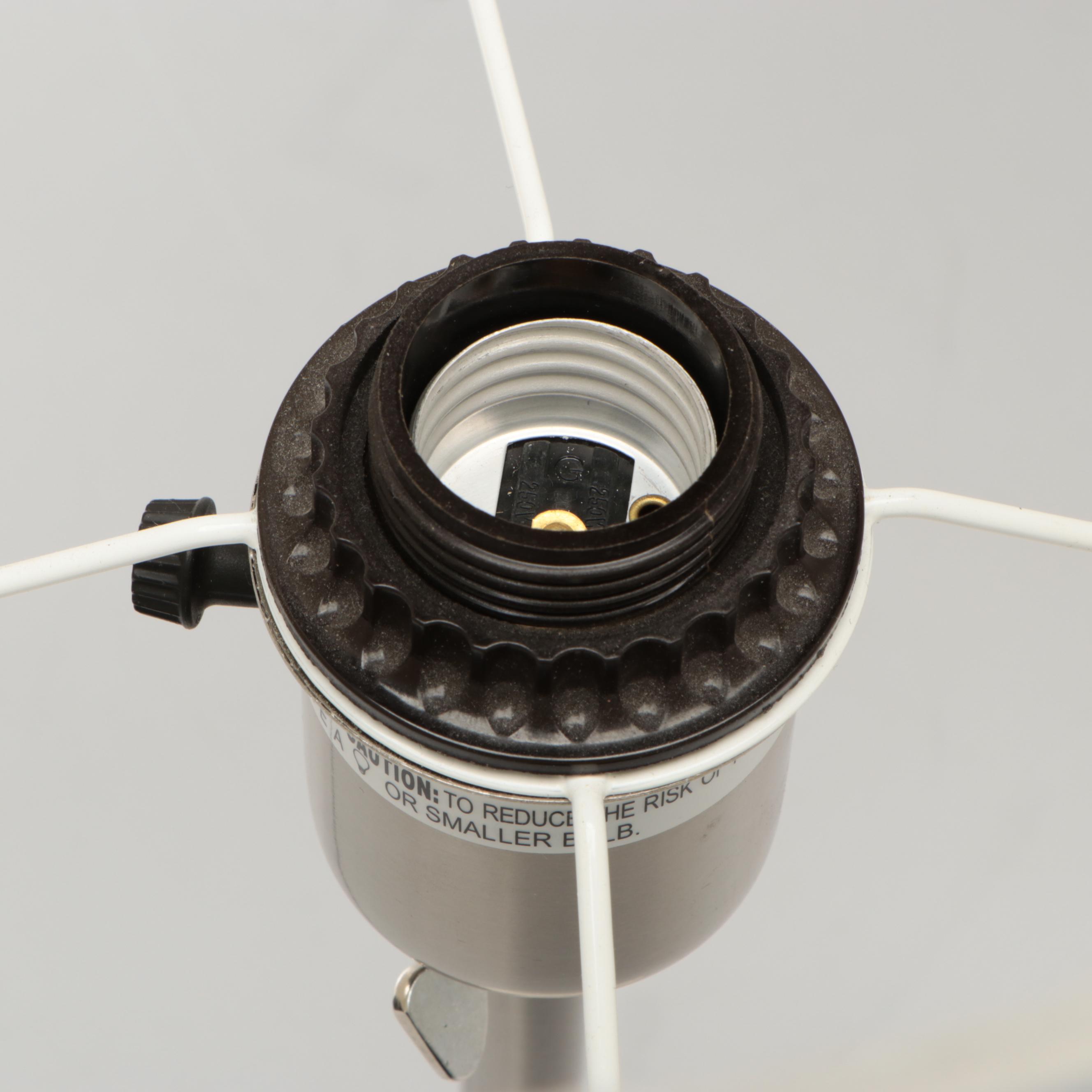 IKEA "ALÄNG" Brushed Silver Table Lamps with Woven Paper Shades