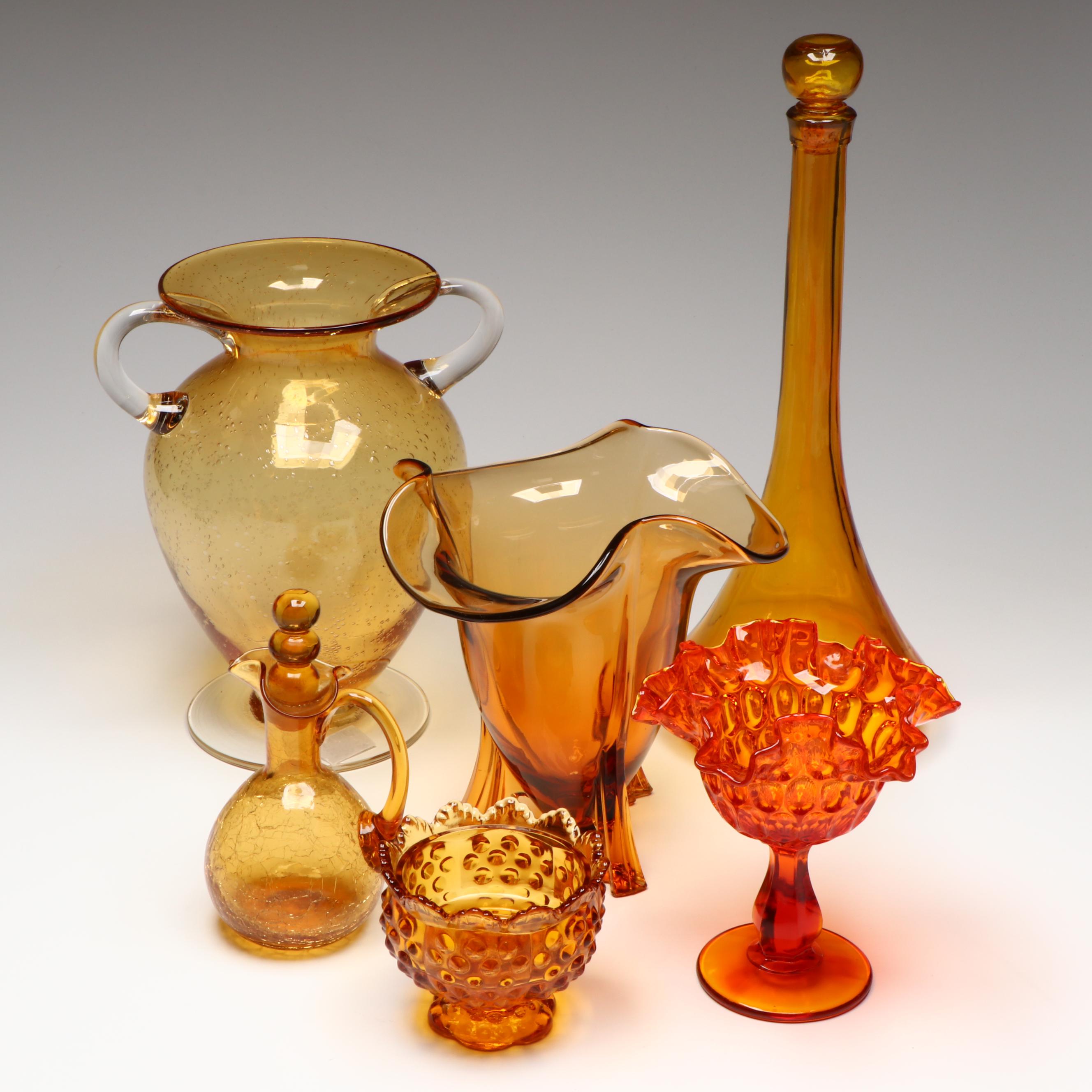 MCM Style Amber Art Glass Collection