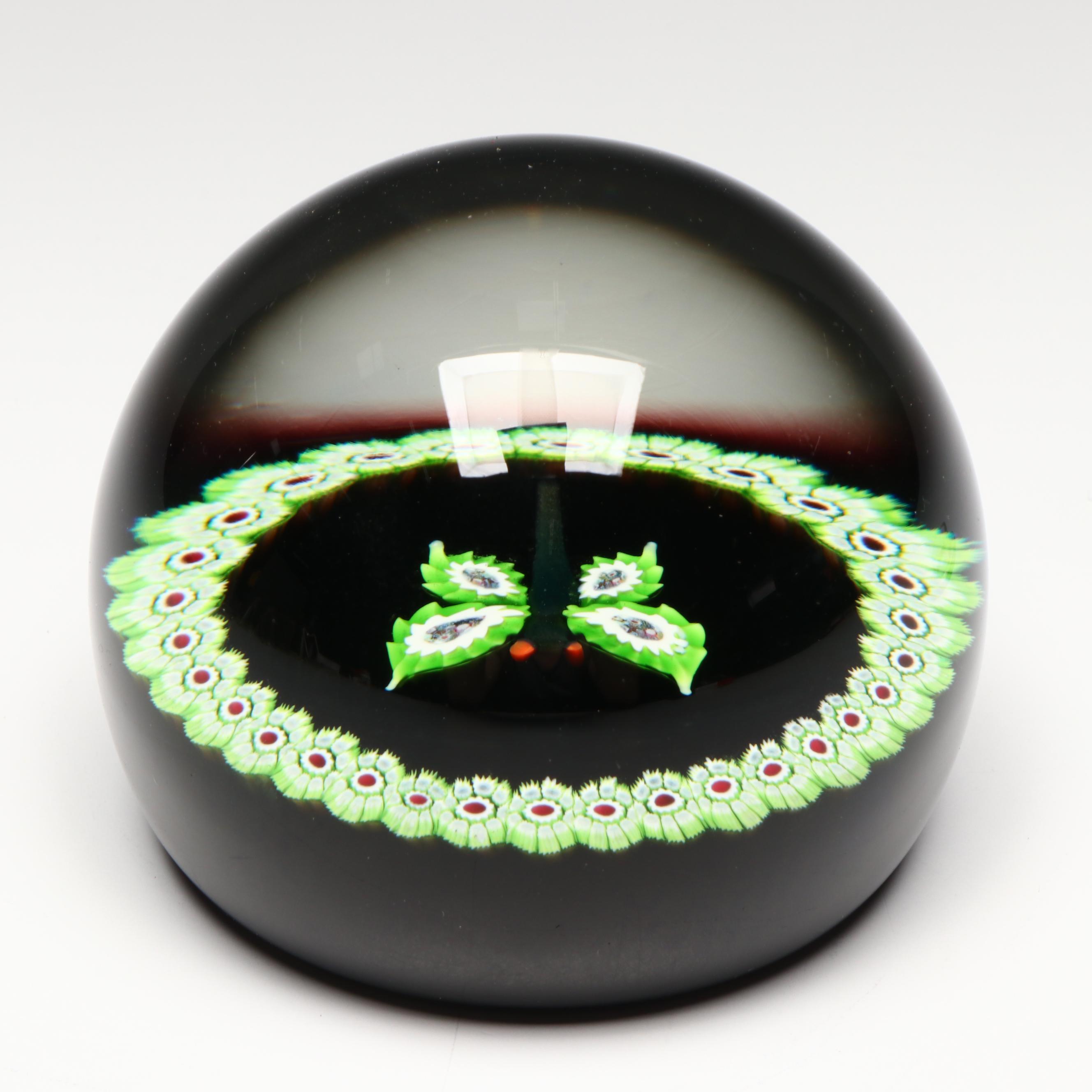 William Manson Handcrafted Dragonfly and Millefiori Scotia Art Glass Paperweight
