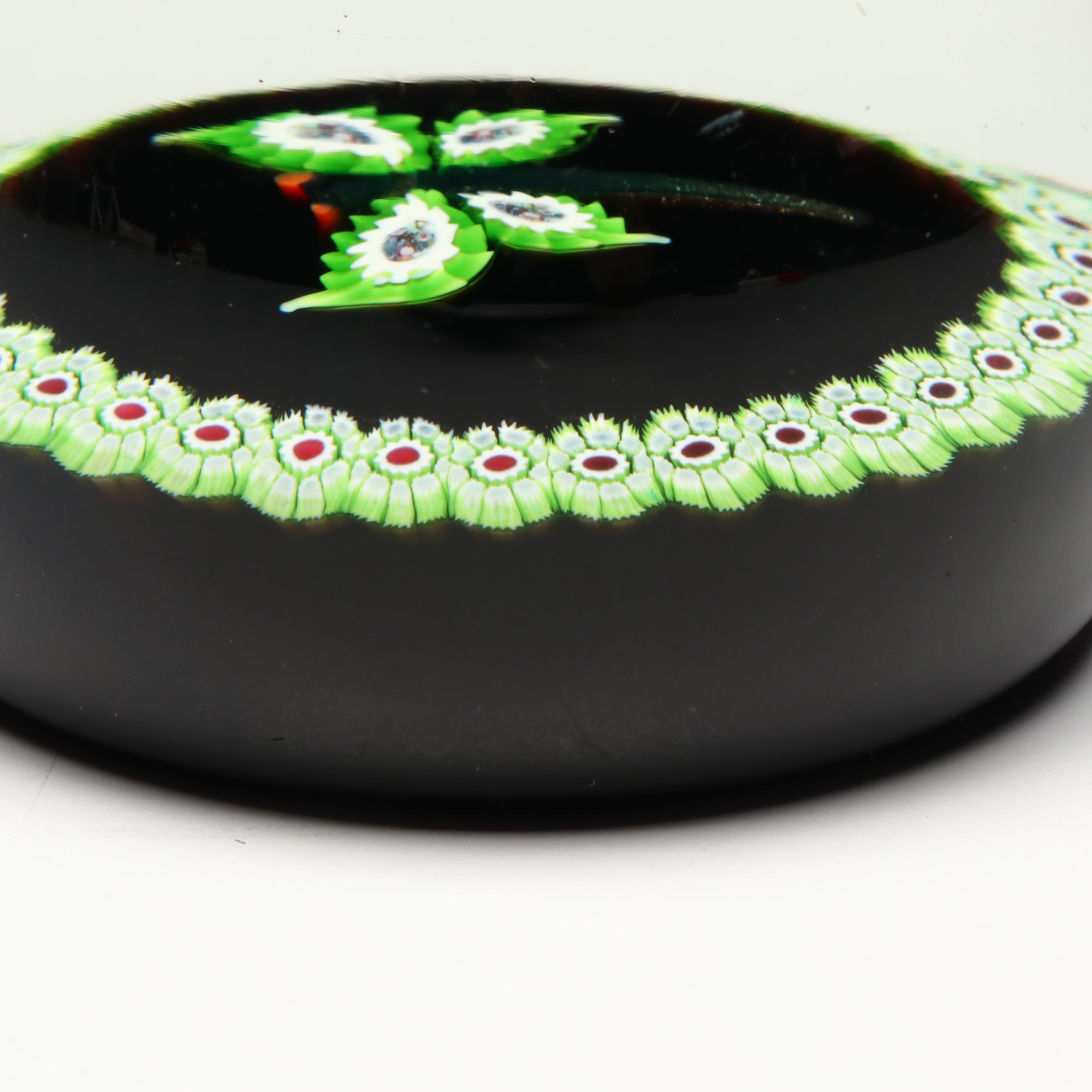 William Manson Handcrafted Dragonfly and Millefiori Scotia Art Glass Paperweight