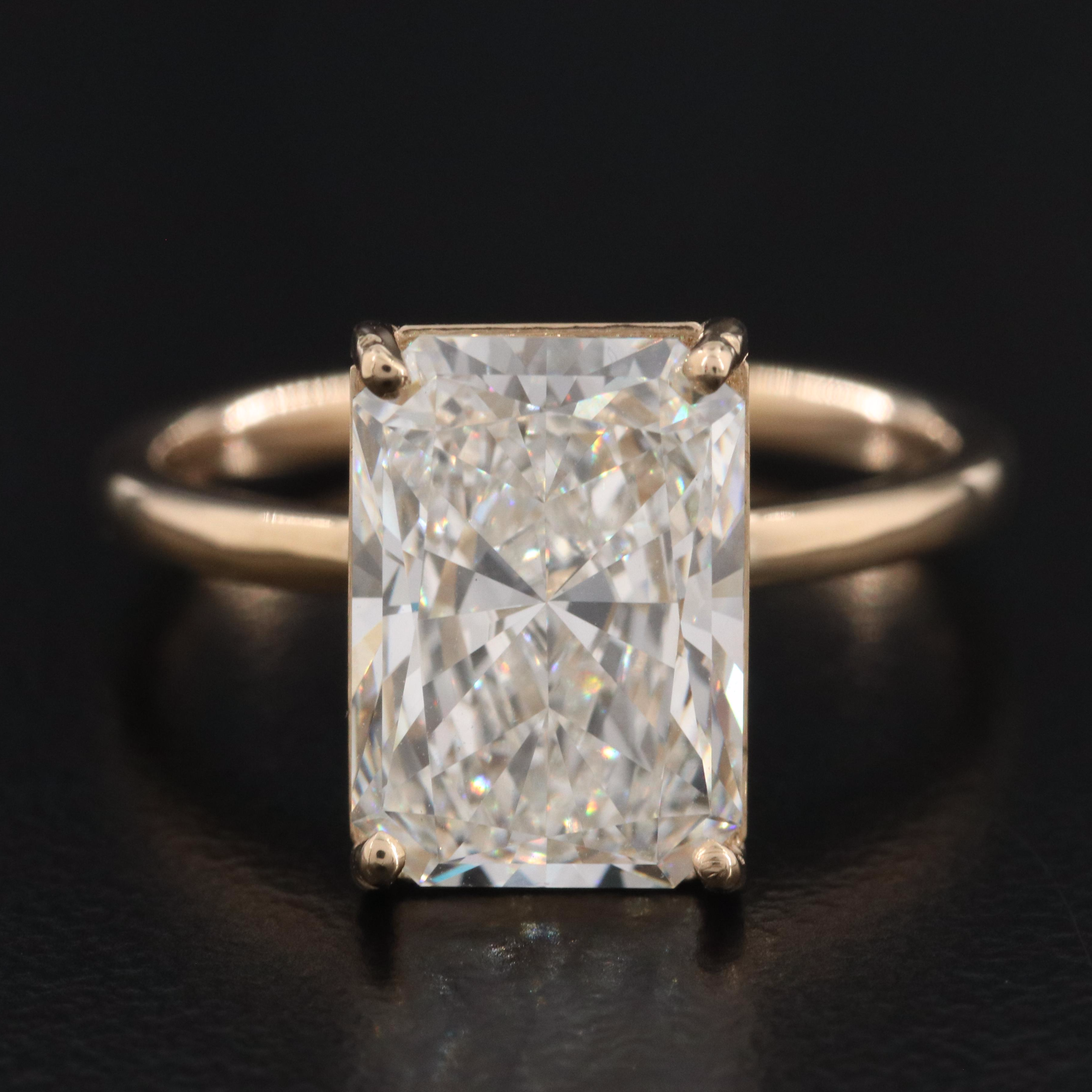 14K 4.04 CT Lab Grown Diamond Solitaire Ring with IGI Report