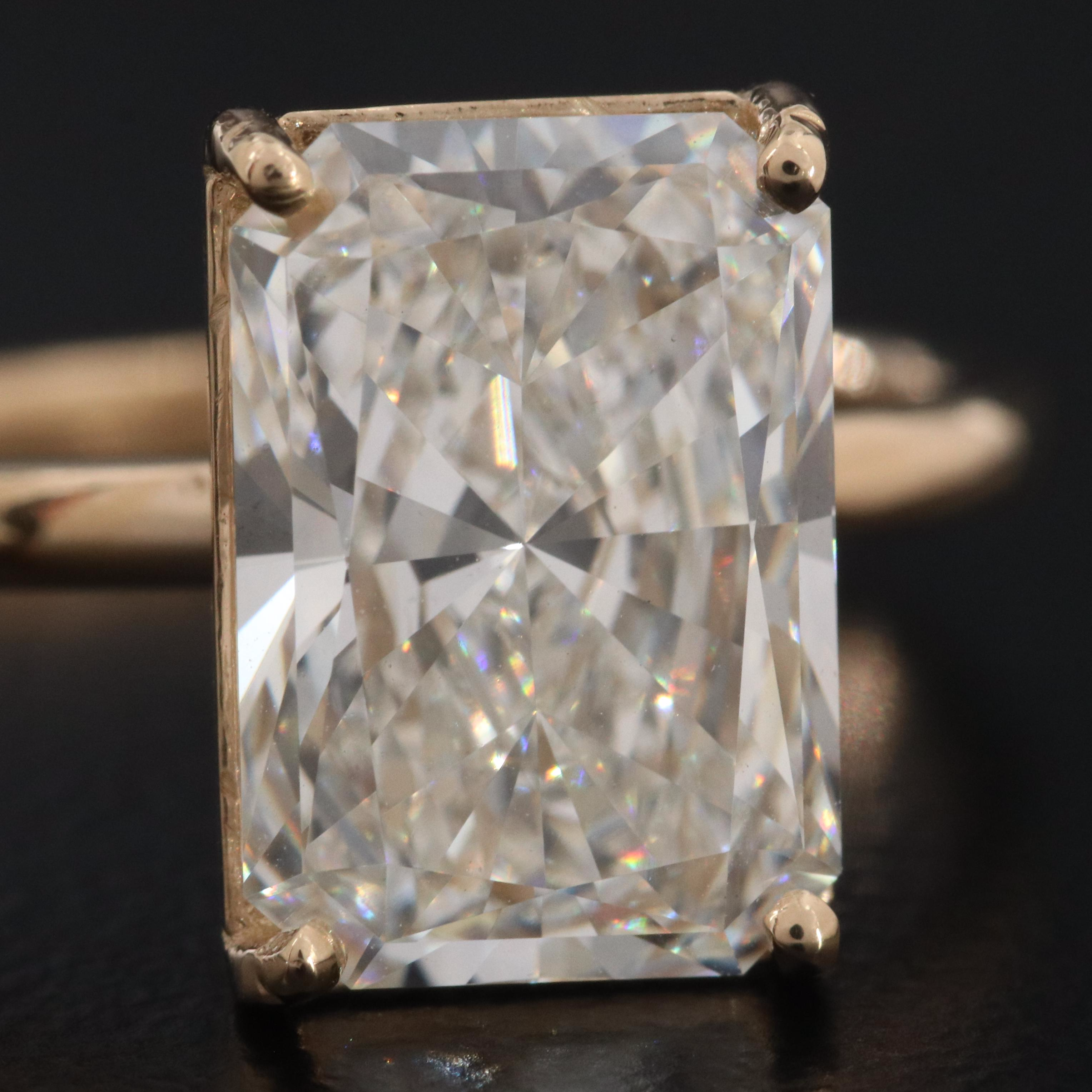 14K 4.04 CT Lab Grown Diamond Solitaire Ring with IGI Report