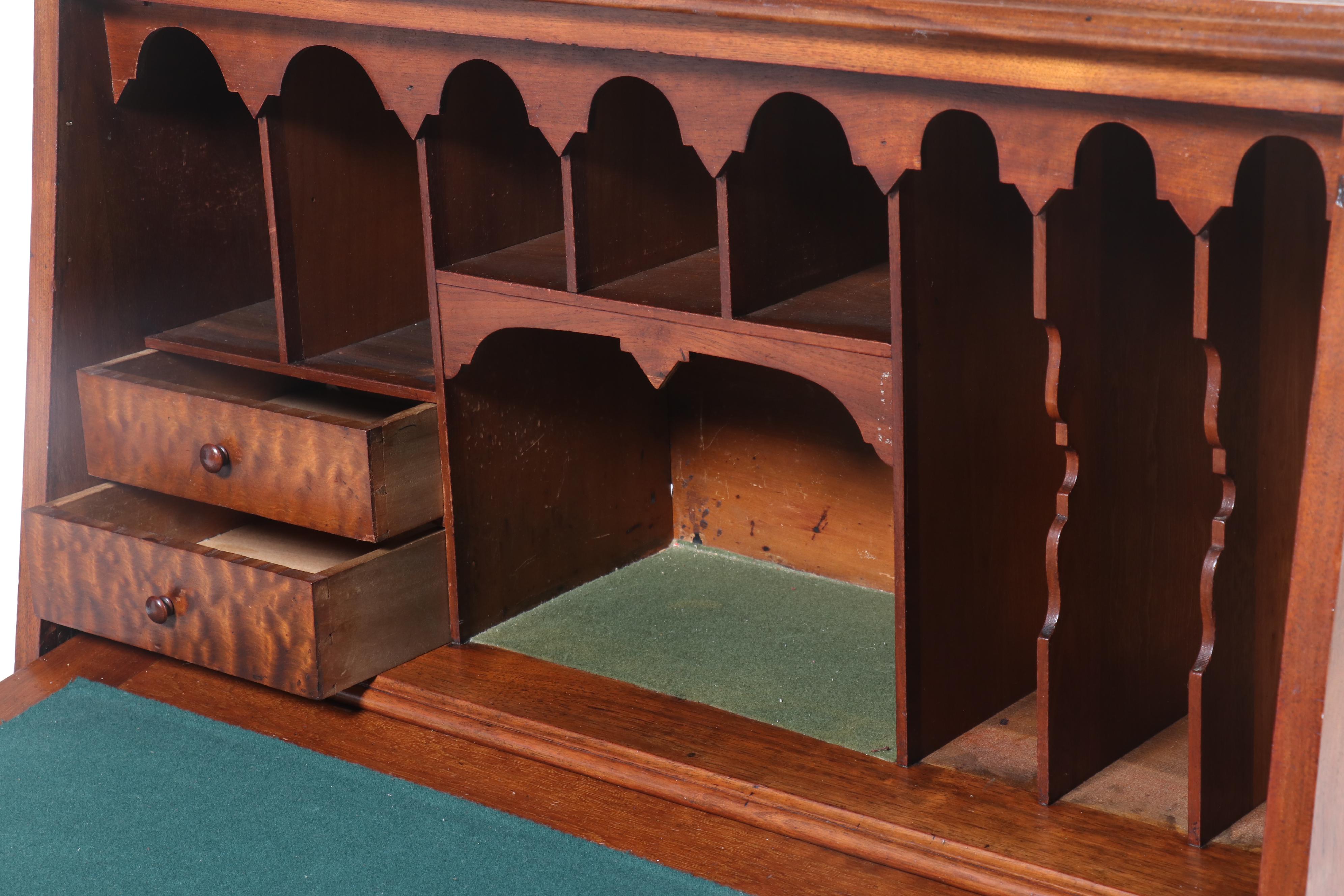 Victorian Burl Wood and Walnut Drop-Front Secretary Desk, 19th Century