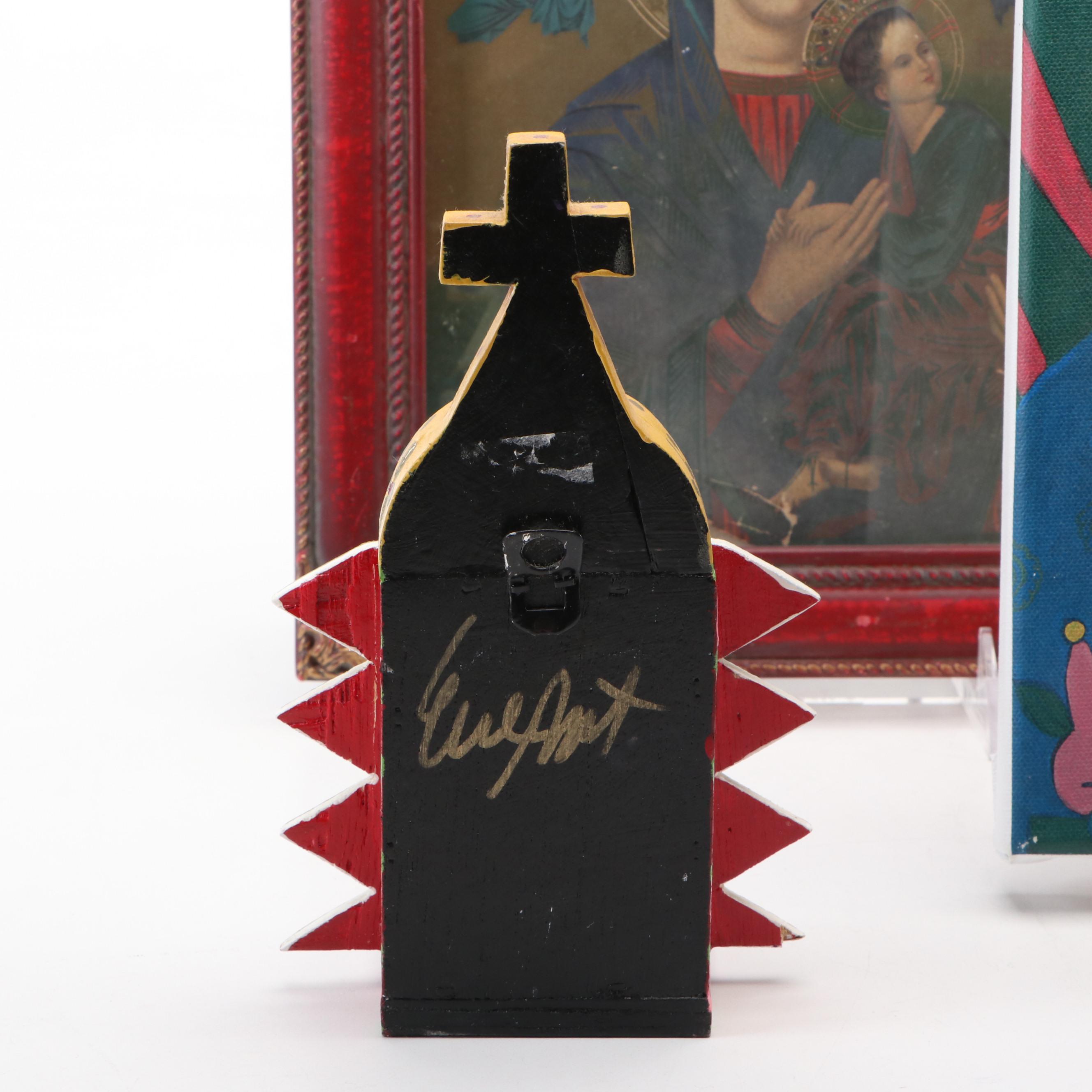 "Virgen con Corazon y Maguey" After Santa Barraza and Religious Art Collection