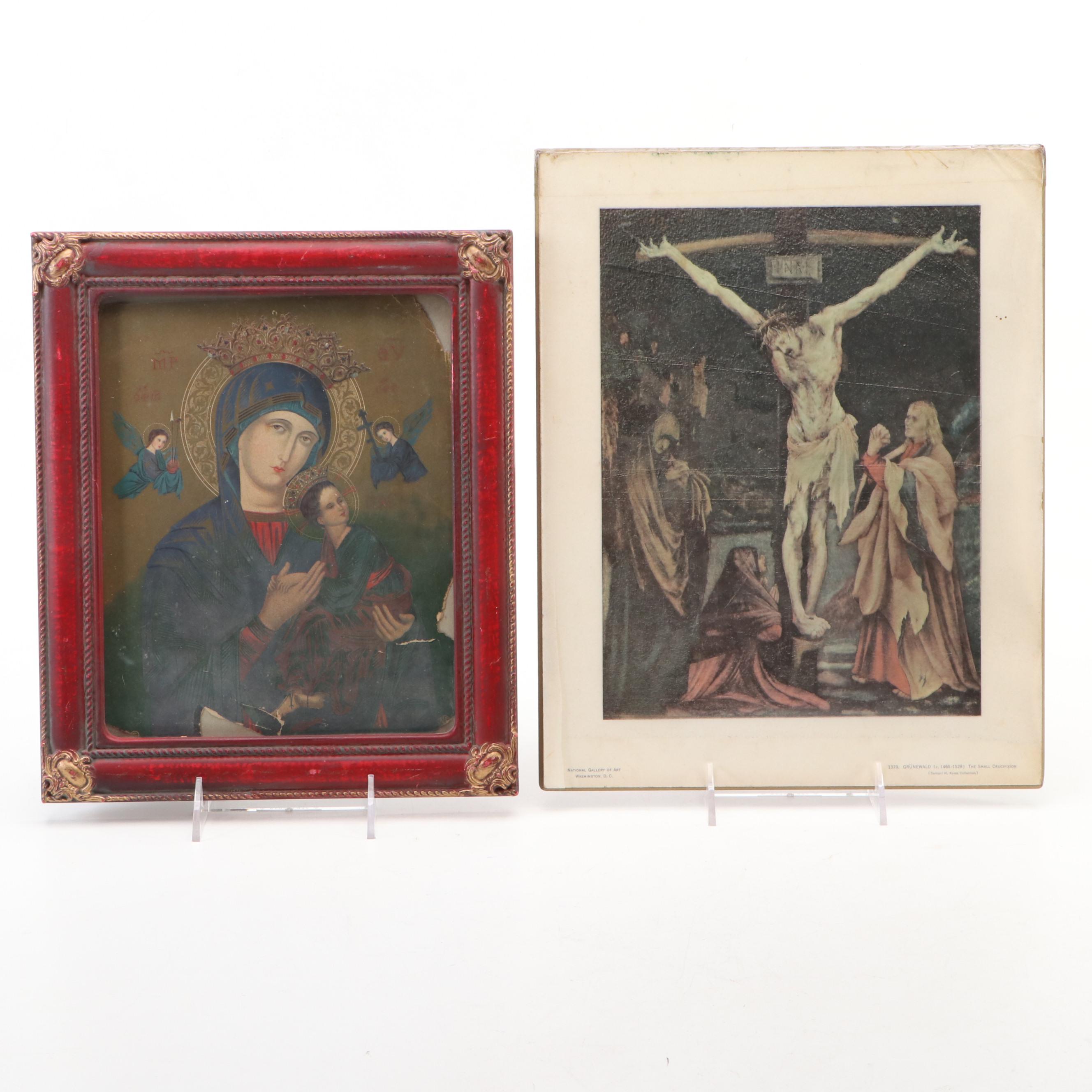 "Virgen con Corazon y Maguey" After Santa Barraza and Religious Art Collection