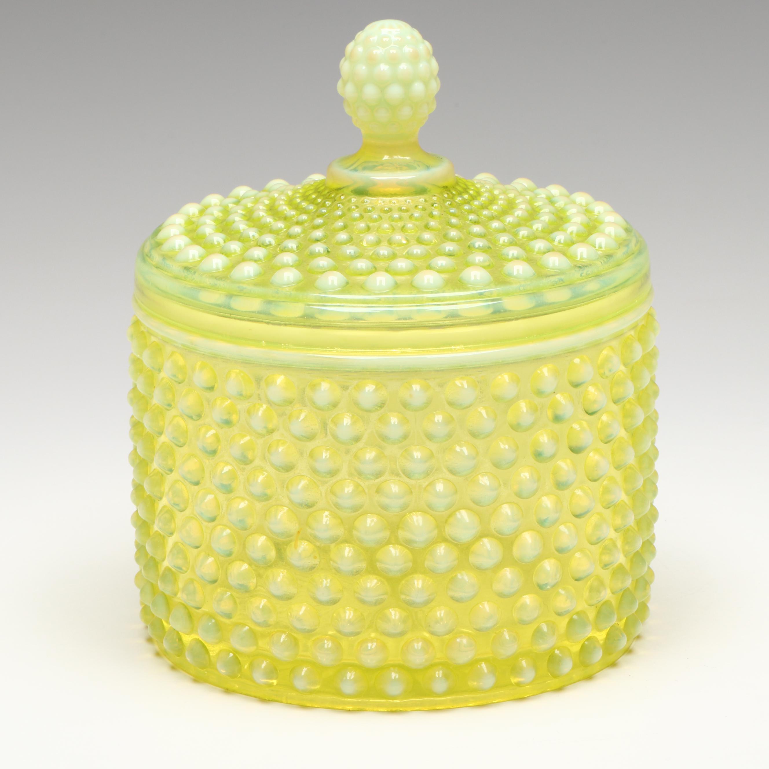 Imperial with Other Vaseline Glass Hobnail Jars with Tableware