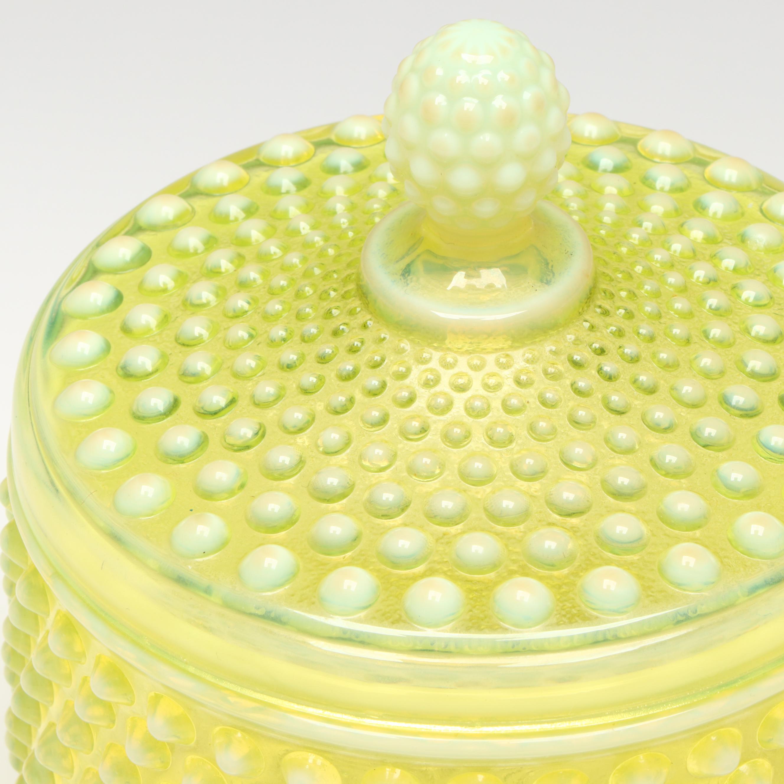 Imperial with Other Vaseline Glass Hobnail Jars with Tableware