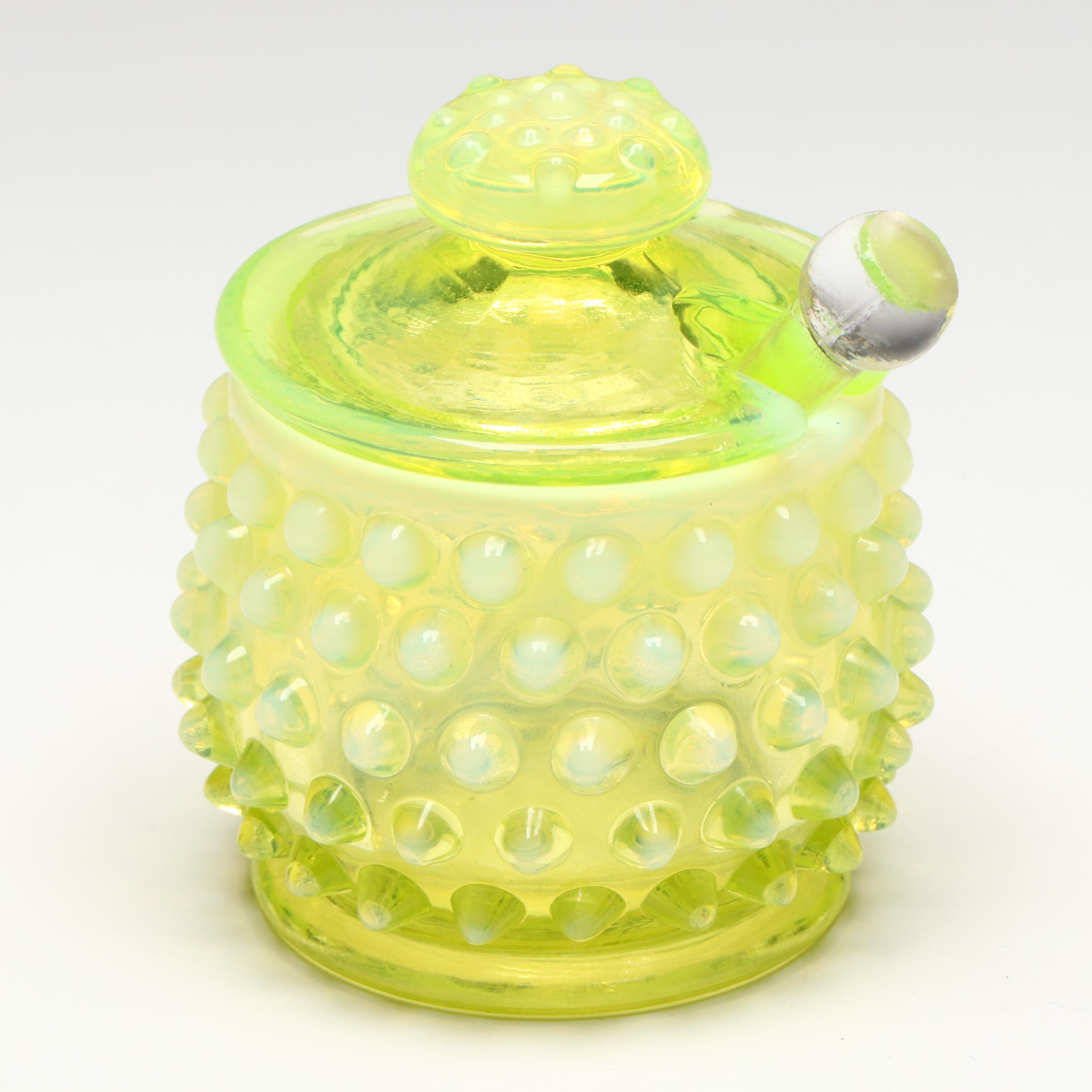 Imperial with Other Vaseline Glass Hobnail Jars with Tableware