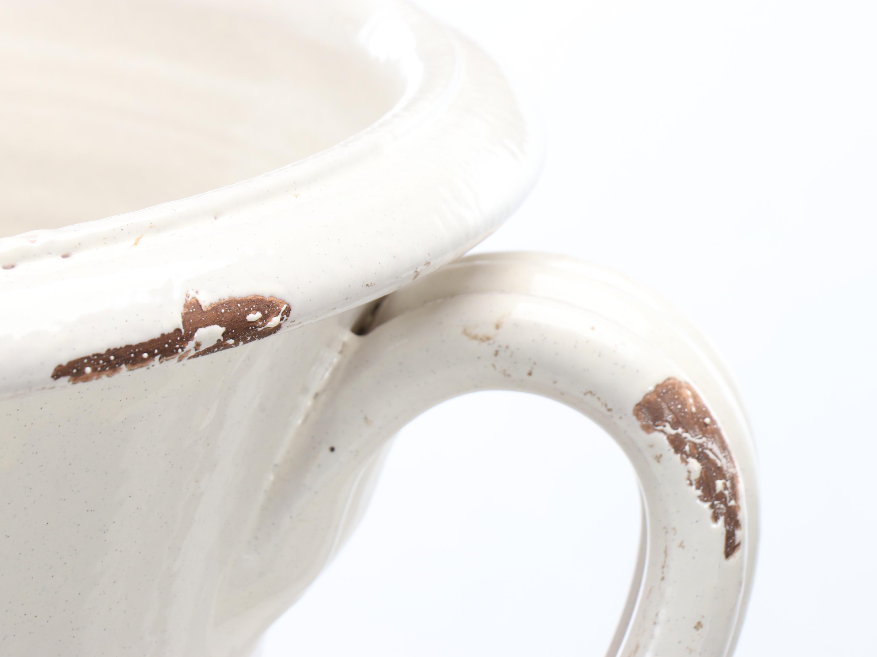 White Glazed Ceramic Urn Planter with Black Glazed Planter