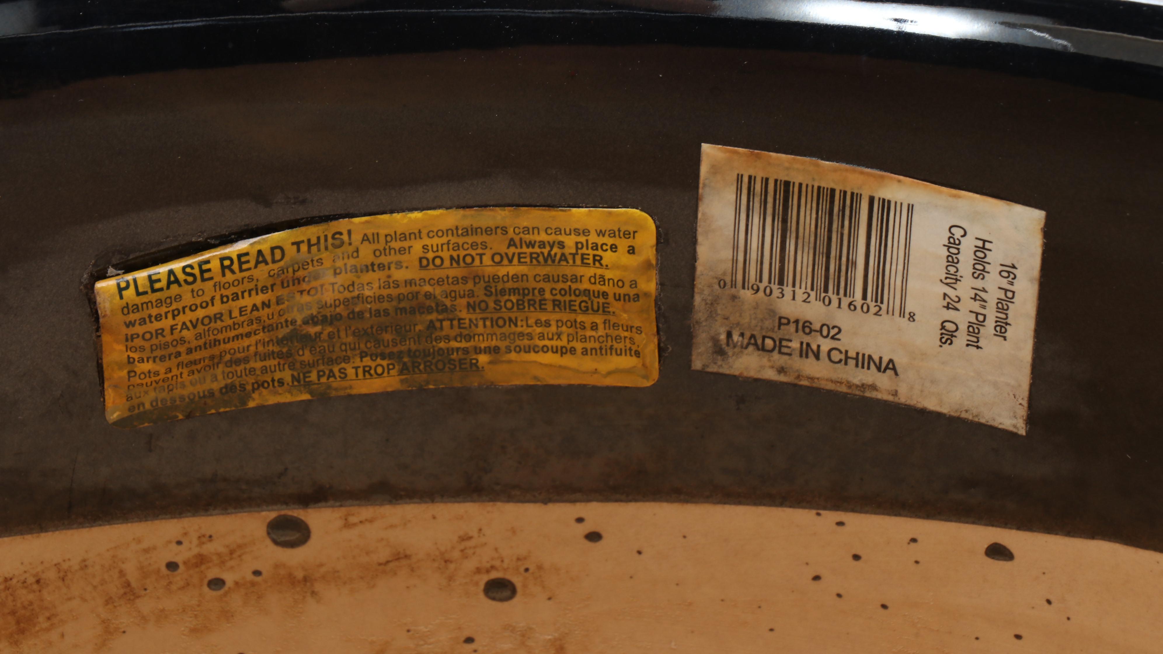 White Glazed Ceramic Urn Planter with Black Glazed Planter