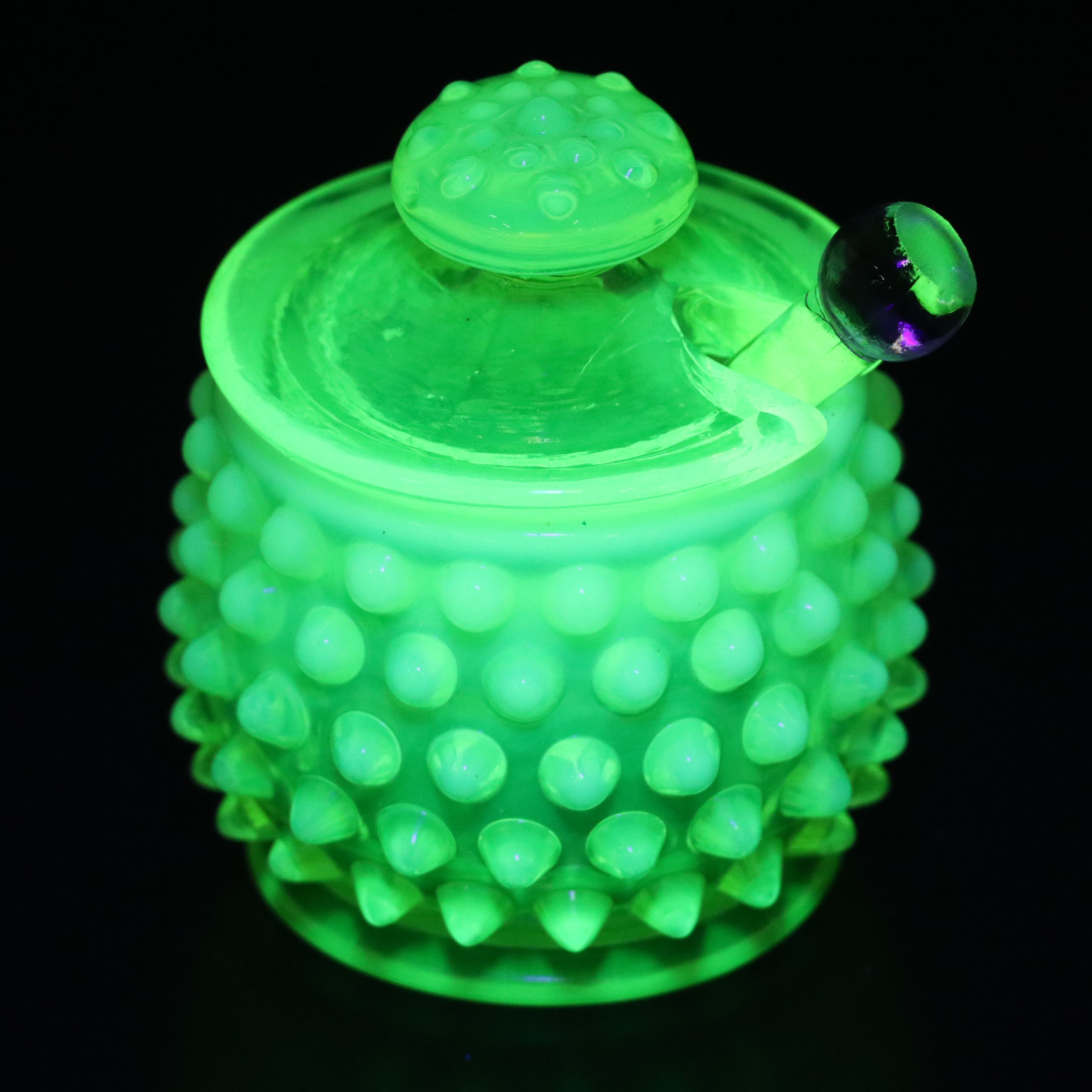 Imperial with Other Vaseline Glass Hobnail Jars with Tableware