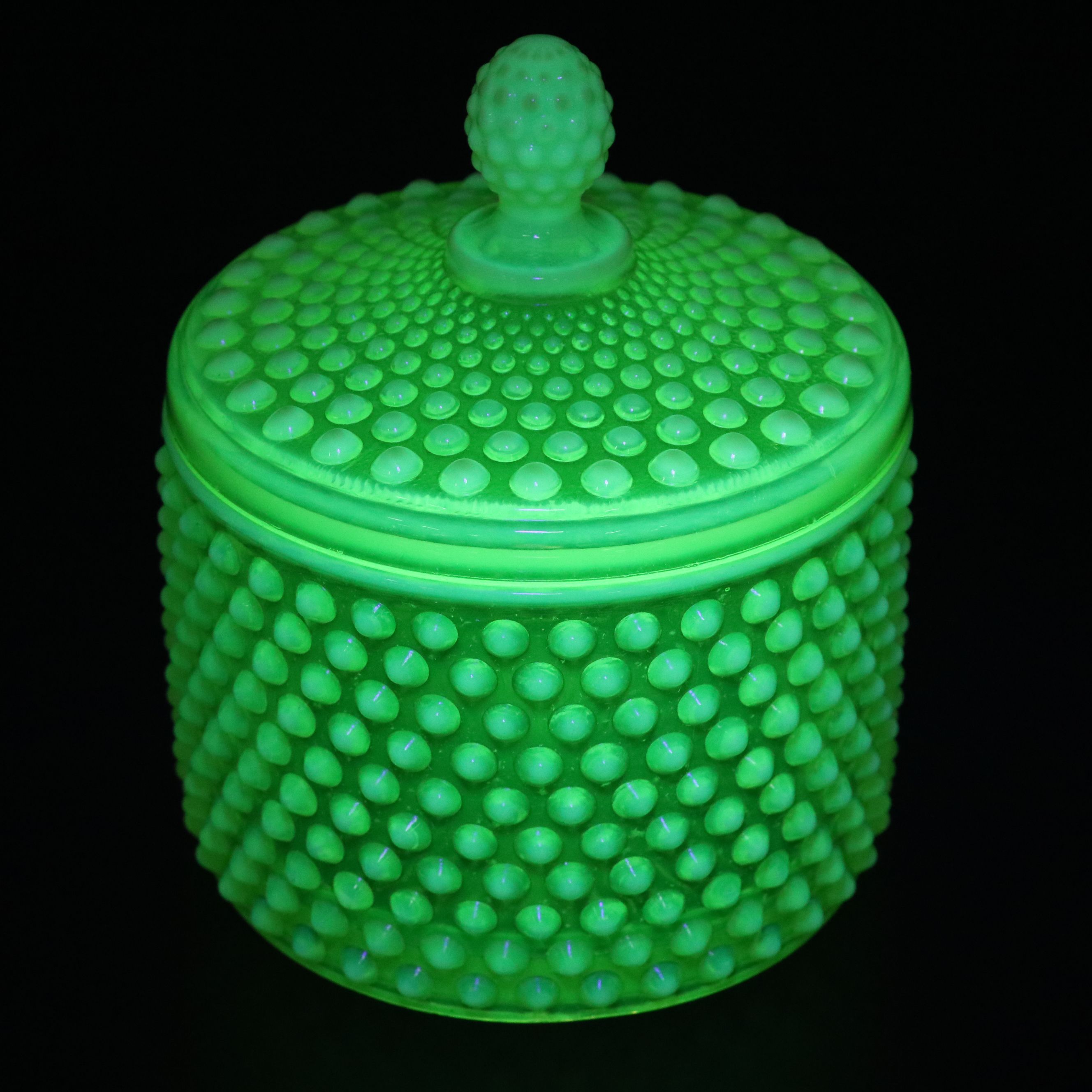 Imperial with Other Vaseline Glass Hobnail Jars with Tableware