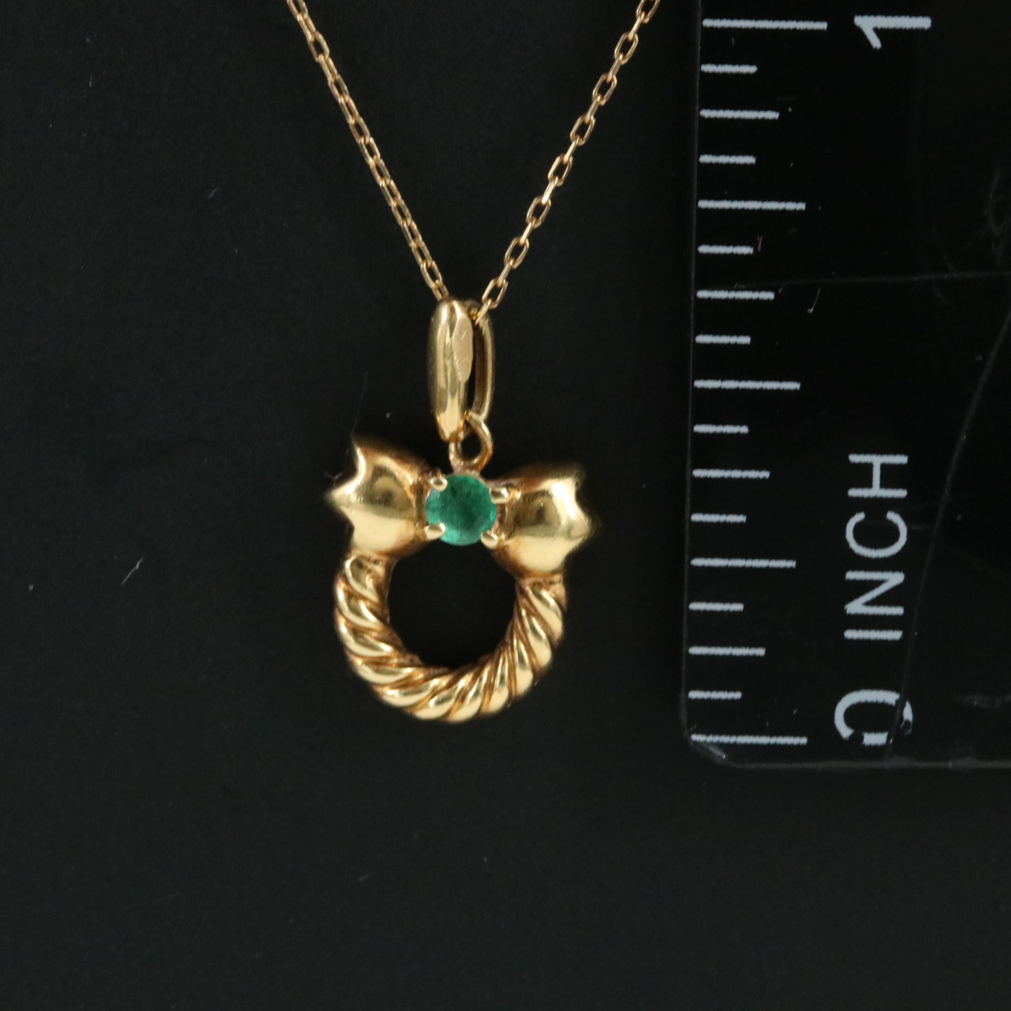 Dior 18K Wreath Pendant Necklace with Emerald Accent