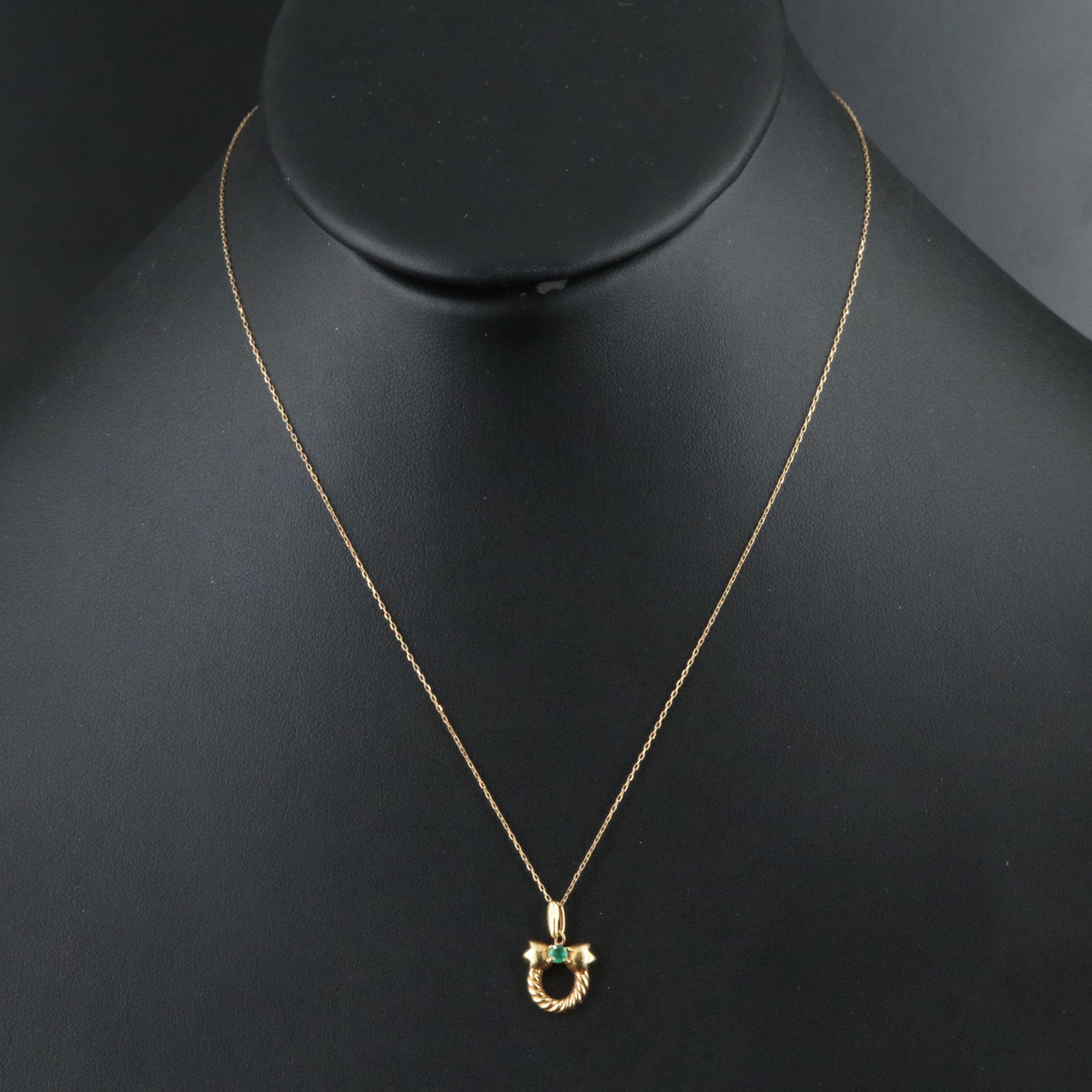 Dior 18K Wreath Pendant Necklace with Emerald Accent