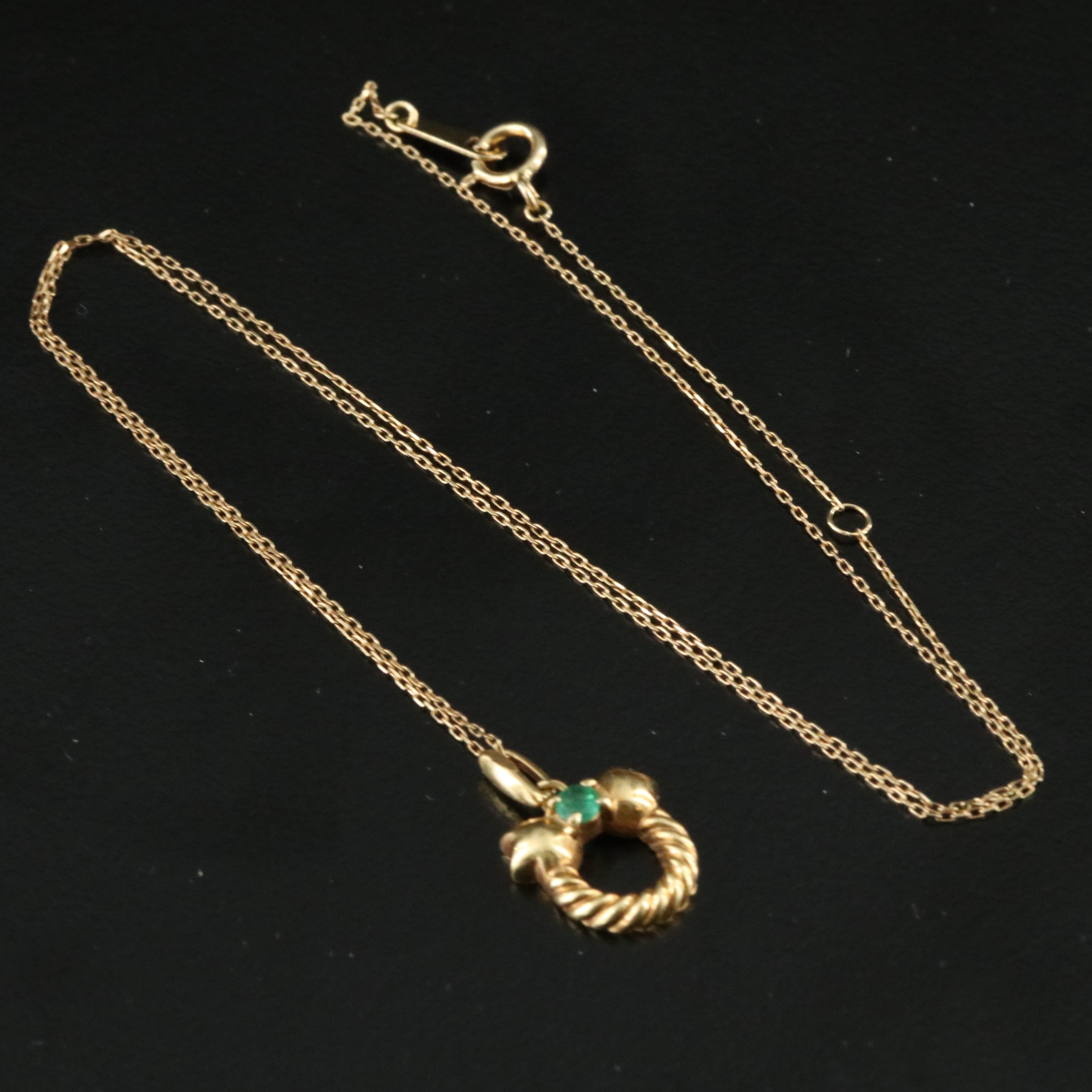 Dior 18K Wreath Pendant Necklace with Emerald Accent
