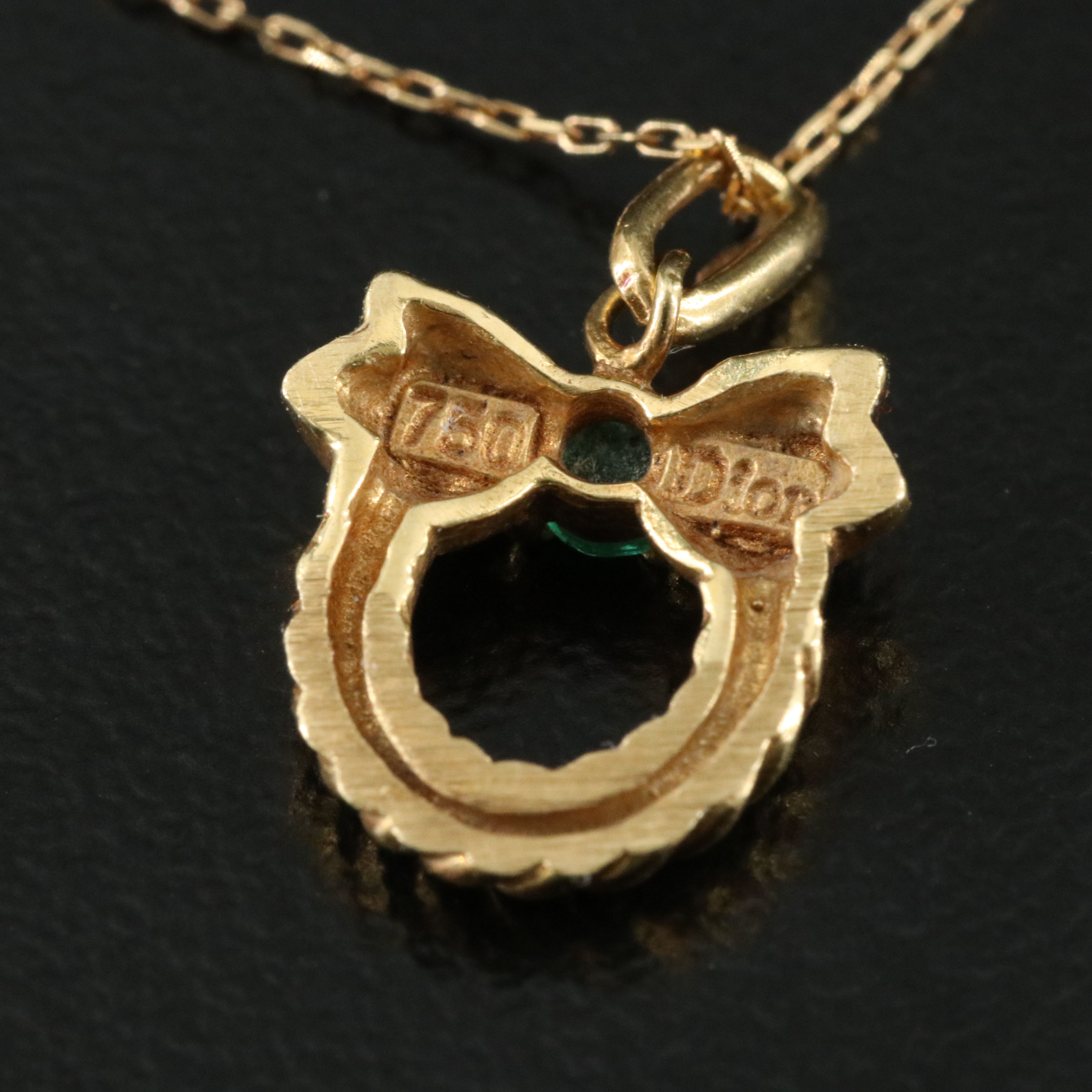 Dior 18K Wreath Pendant Necklace with Emerald Accent