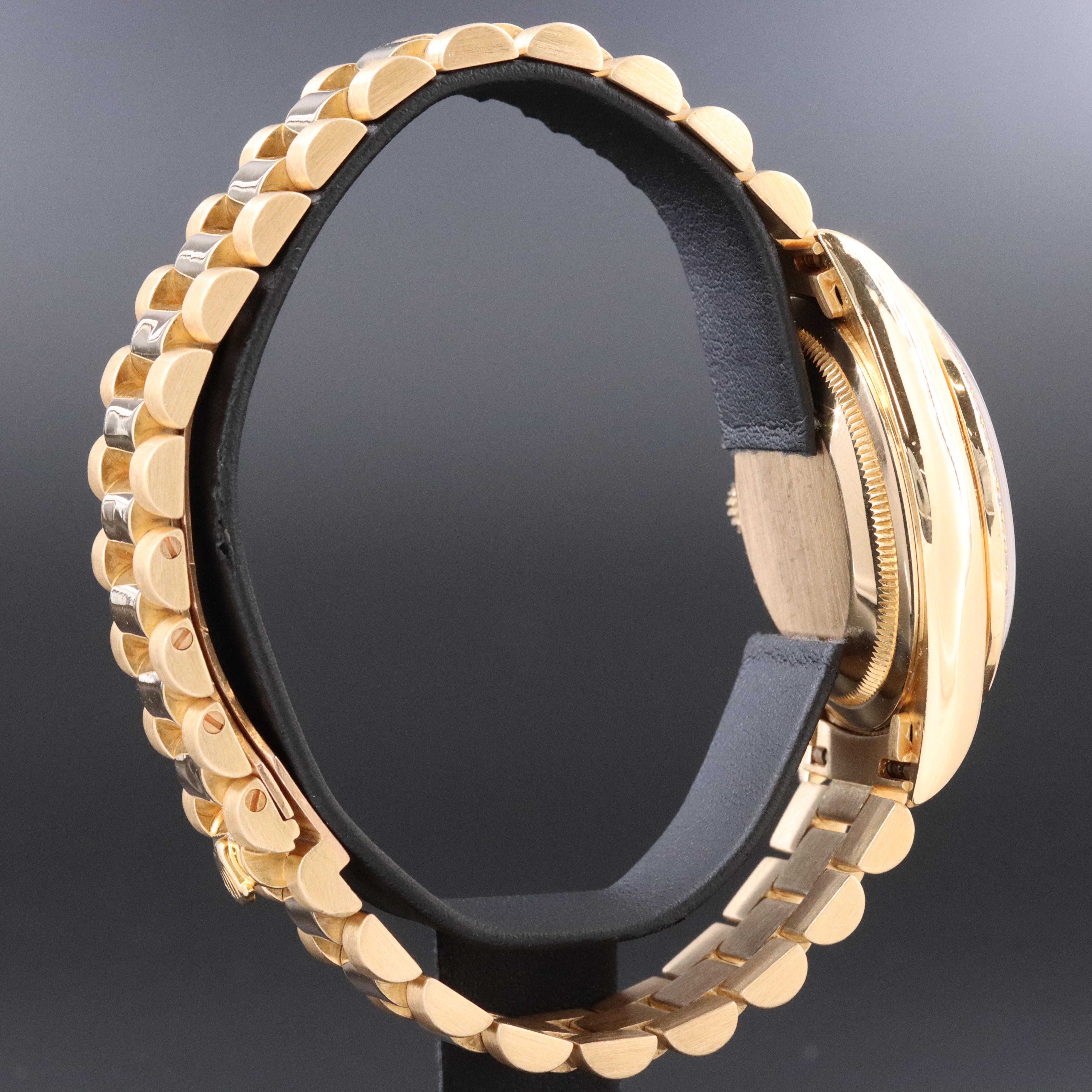 Rolex Day-Date 18238 Custom 1 CTW Diamond 18K Gold 36mm Automatic Watch