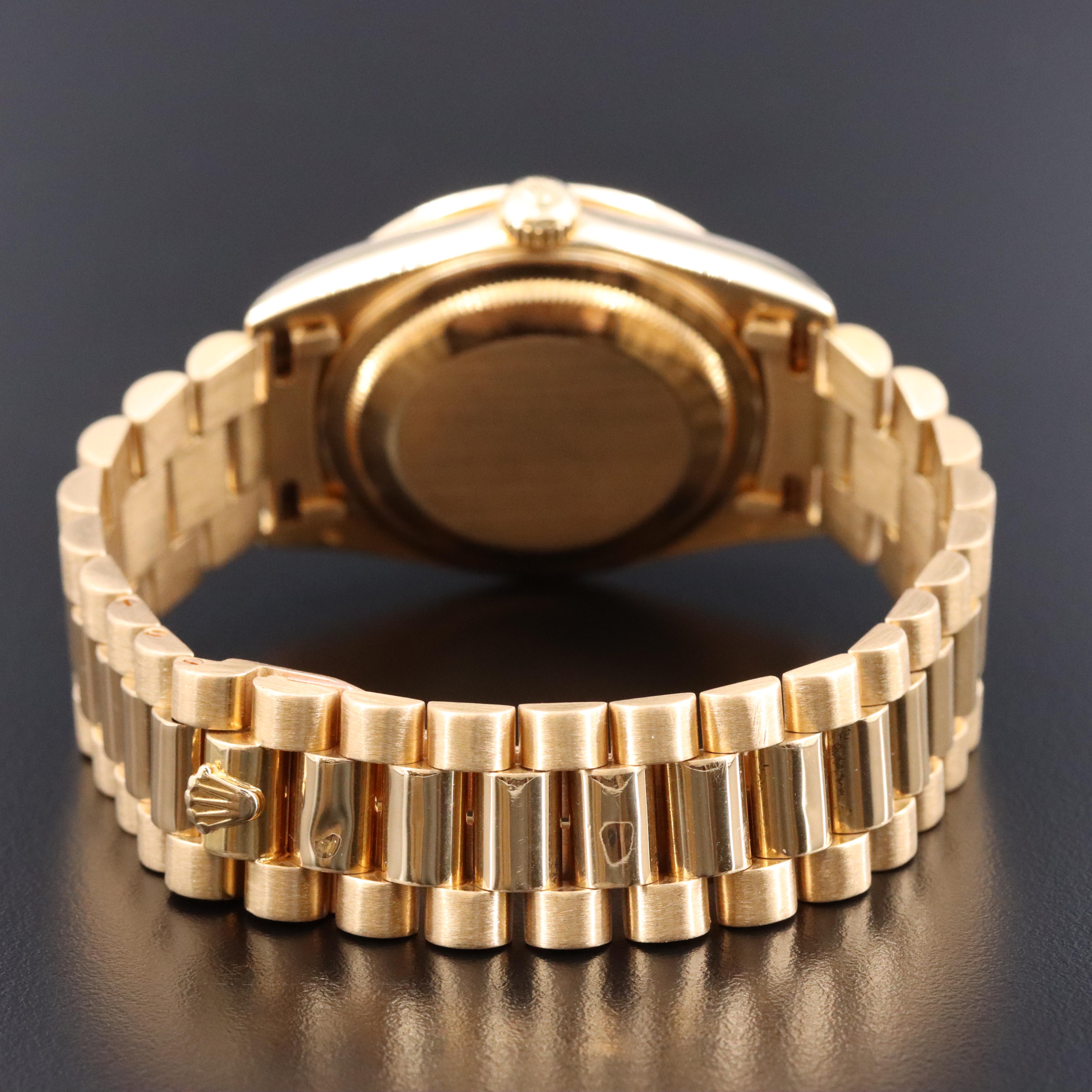 Rolex Day-Date 18238 Custom 1 CTW Diamond 18K Gold 36mm Automatic Watch