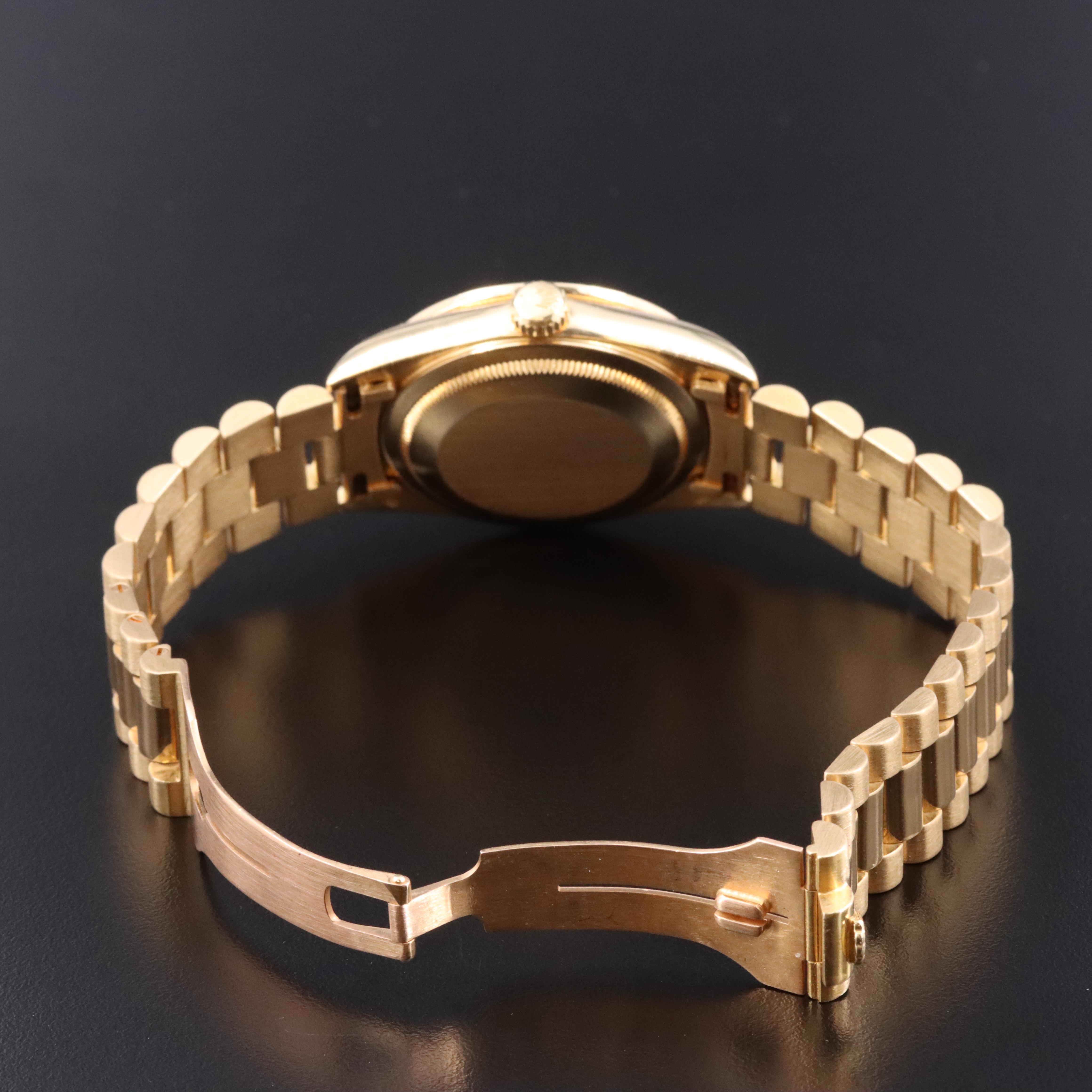 Rolex Day-Date 18238 Custom 1 CTW Diamond 18K Gold 36mm Automatic Watch