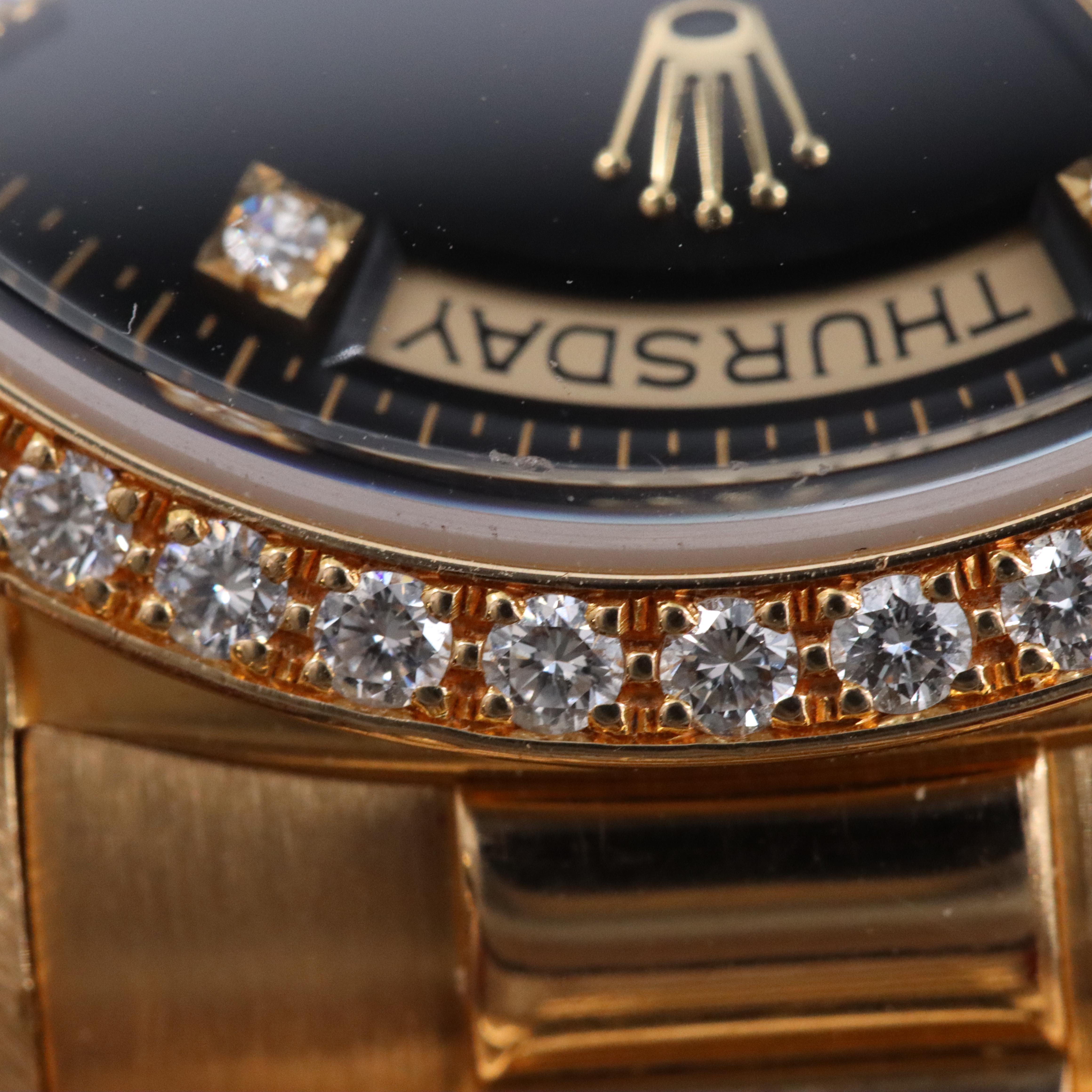 Rolex Day-Date 18238 Custom 1 CTW Diamond 18K Gold 36mm Automatic Watch