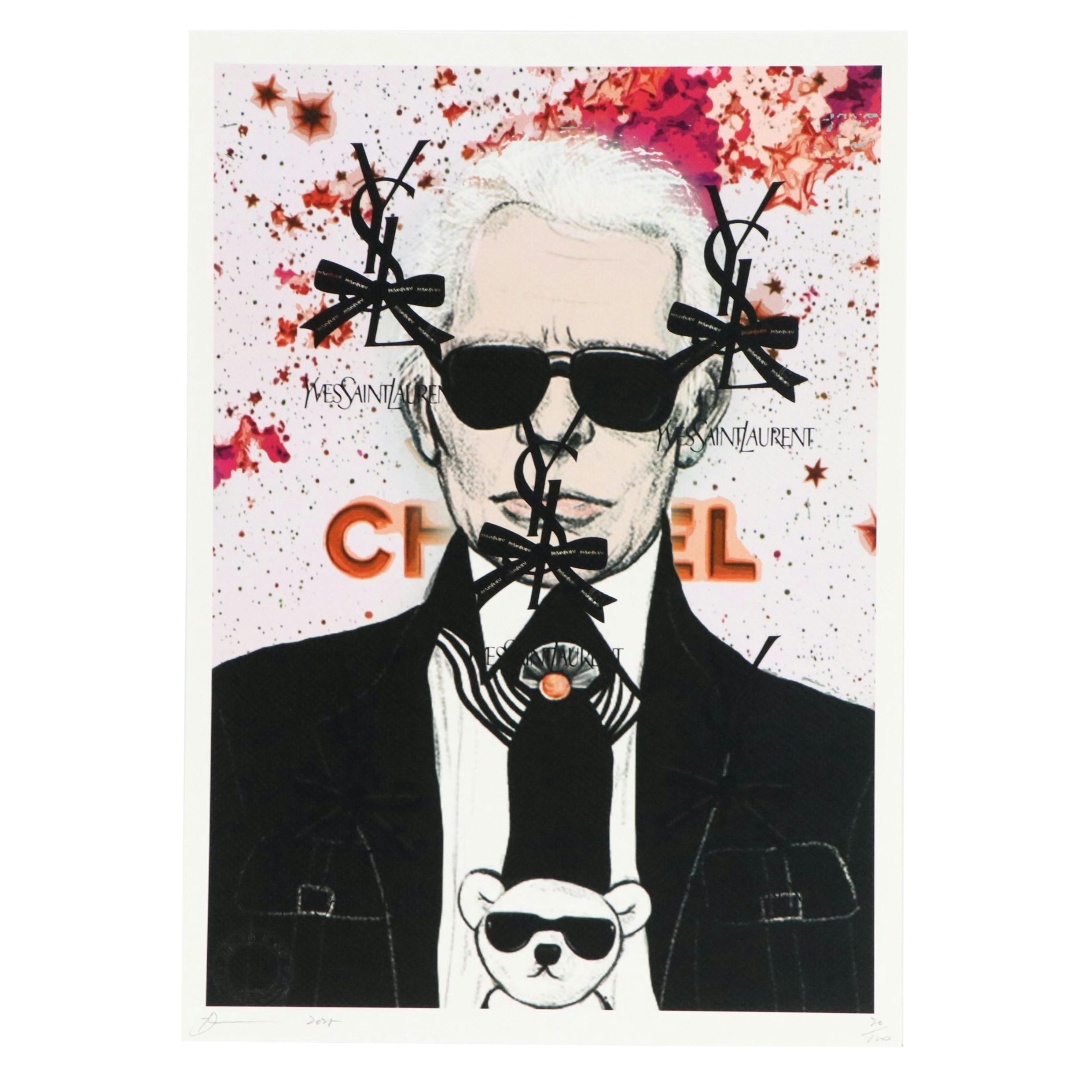 Death NYC Graphic Digital Print Featuring Karl Lagerfeld x YSL x Chanel, 2025