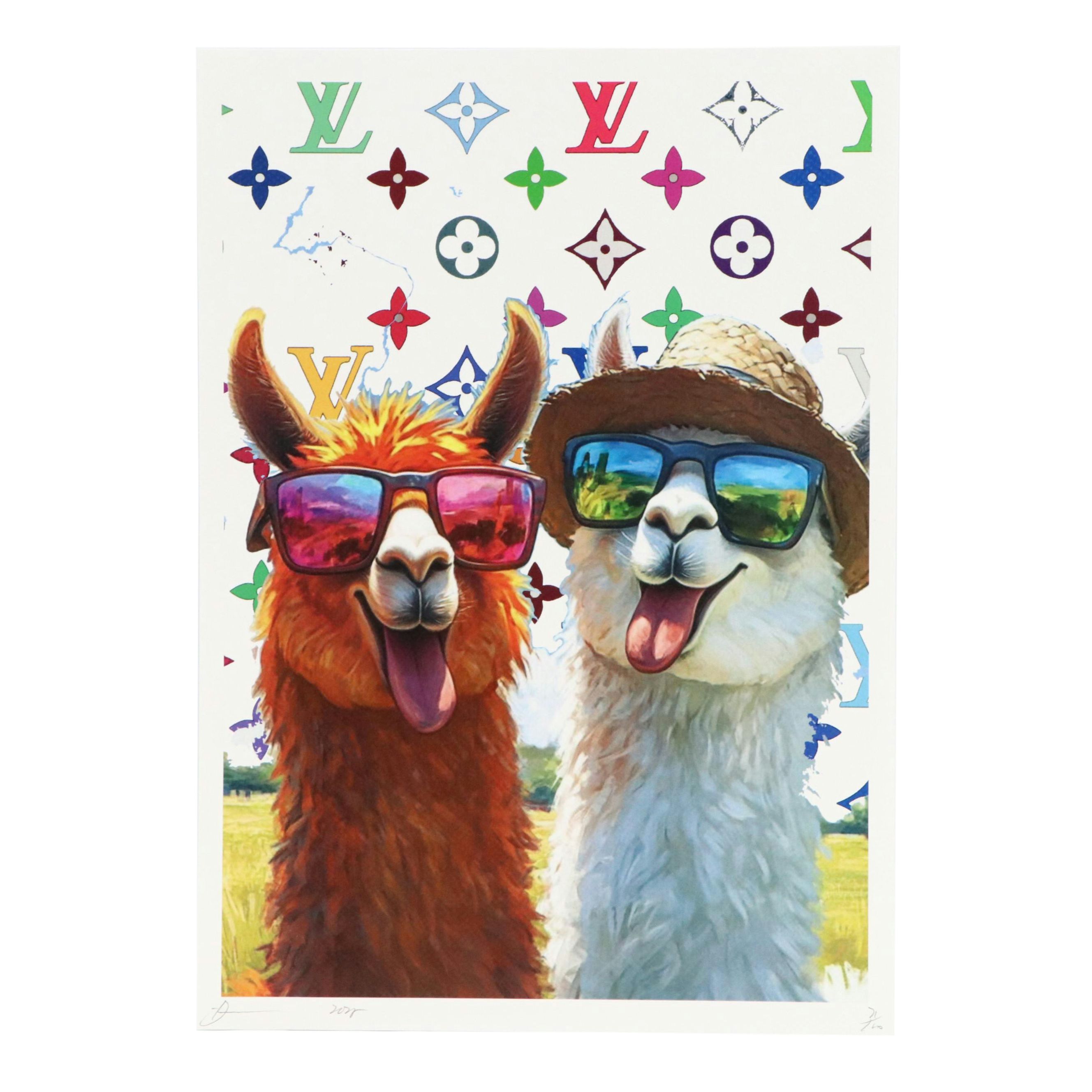 Death NYC Graphic Digital Print Homage to Louis Vuitton x Funny Llamas, 2025