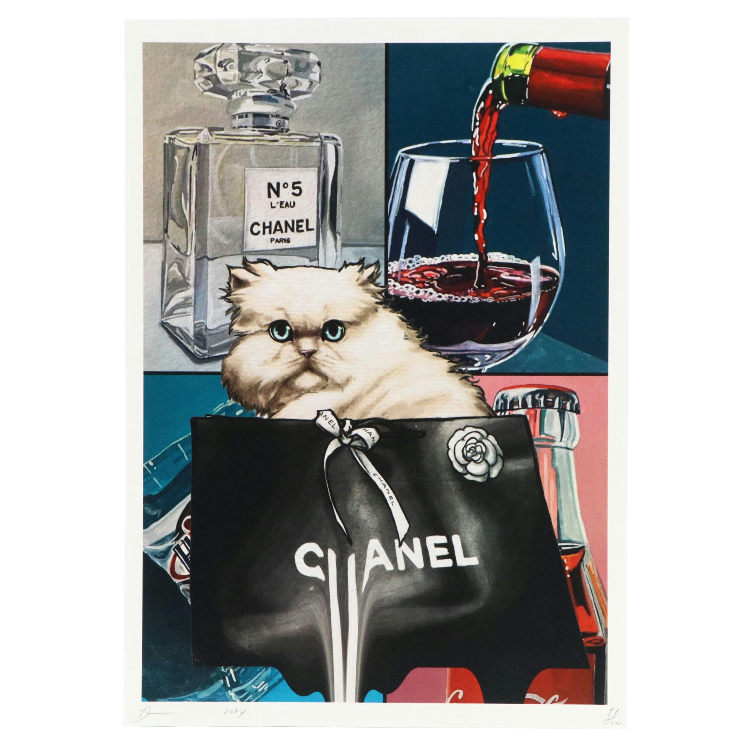 Death NYC Graphic Digital Print Featuring Chanel Cat, 21st Century