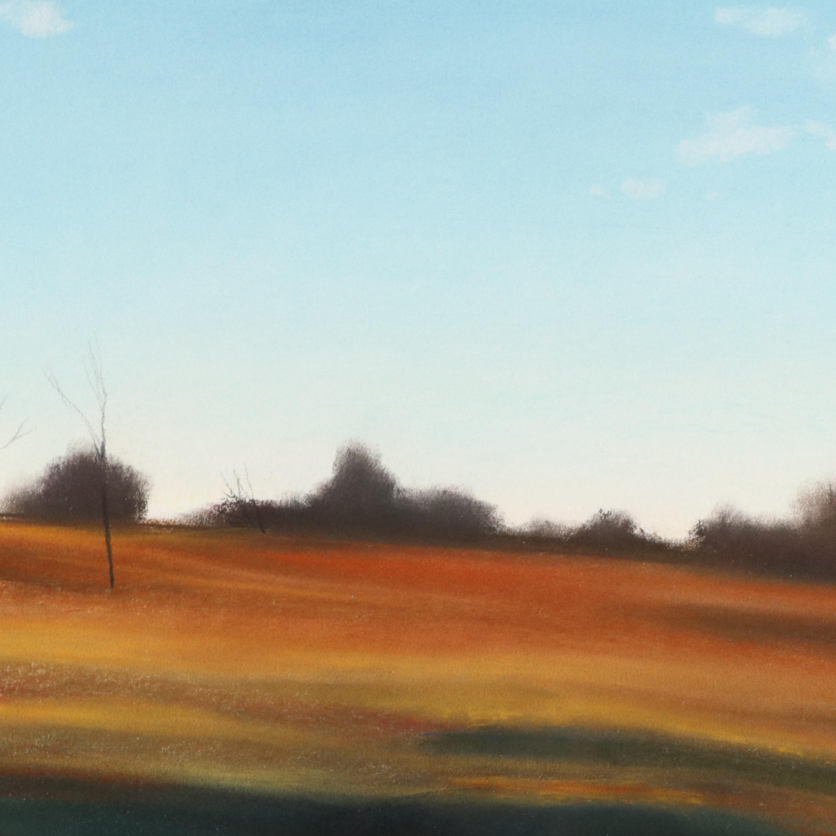 Dan Miller Landscape Chalk Pastel Drawing "Puddle Study," 21st Century