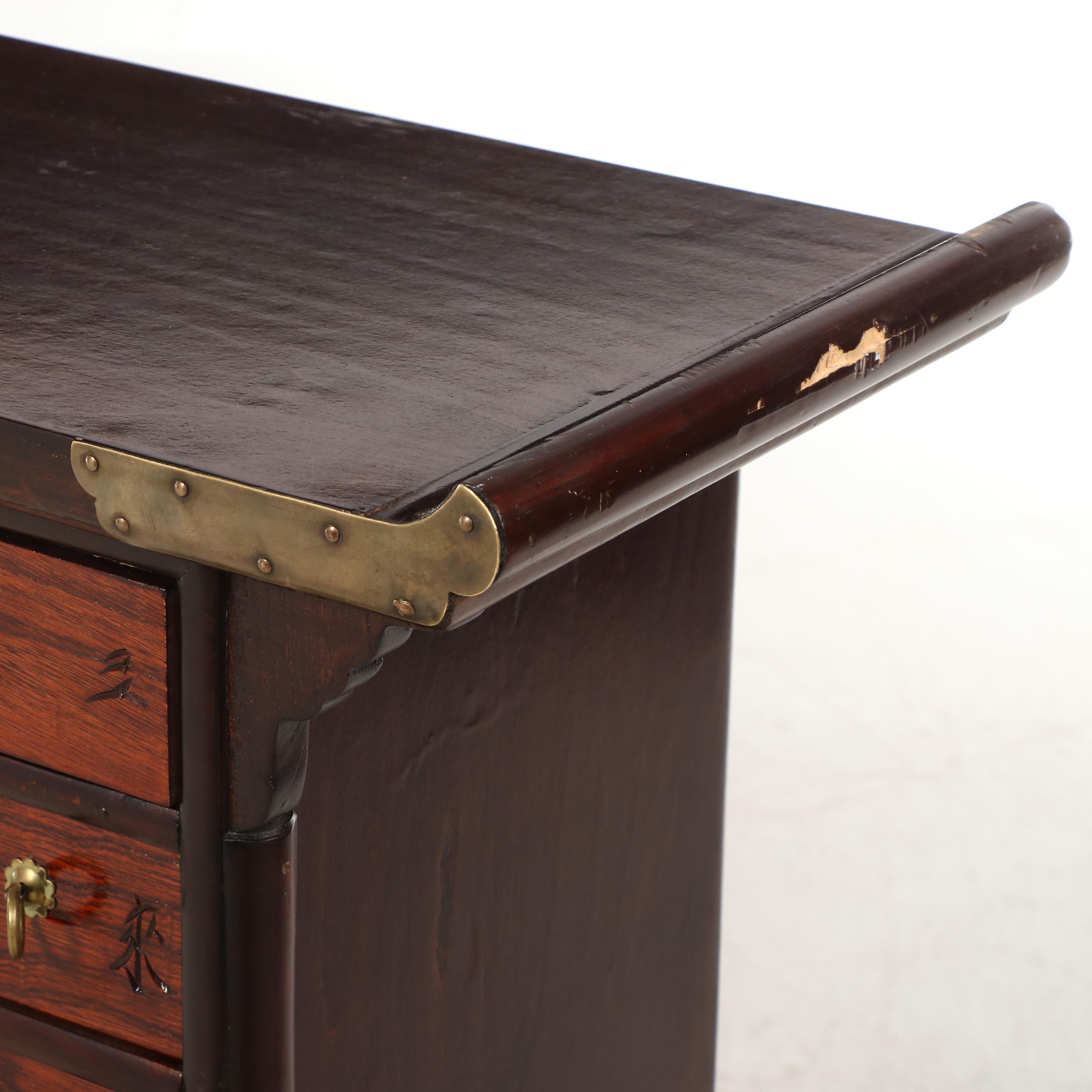 Korean Brass-Mounted Elm Forty Four-Drawer Apothecary Cabinet