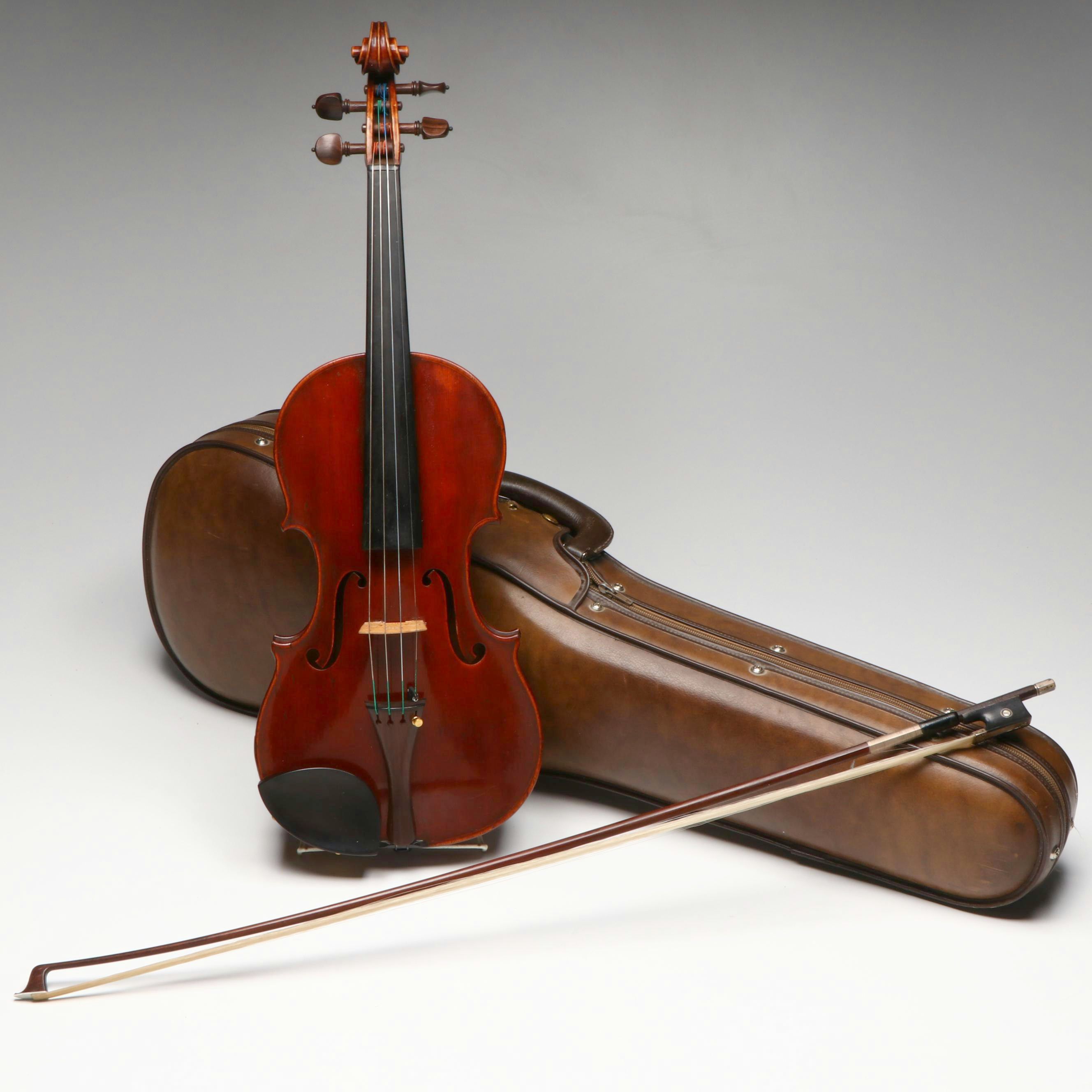 Eugen Gärtner Flame Maple and Ebony 4/4 Violin with Léon Bernardel Bow, 1898
