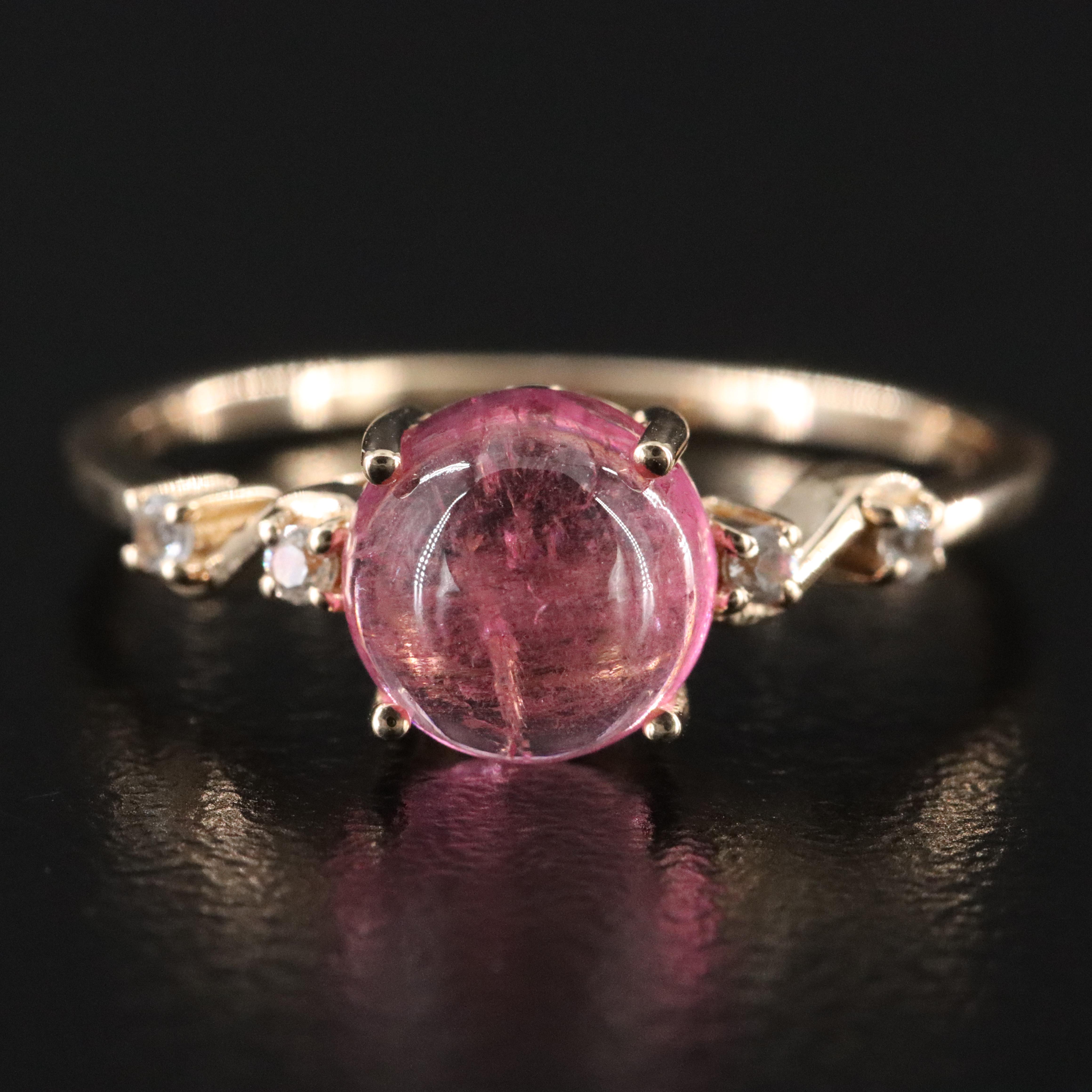 14K Tourmaline and White Sapphire Ring