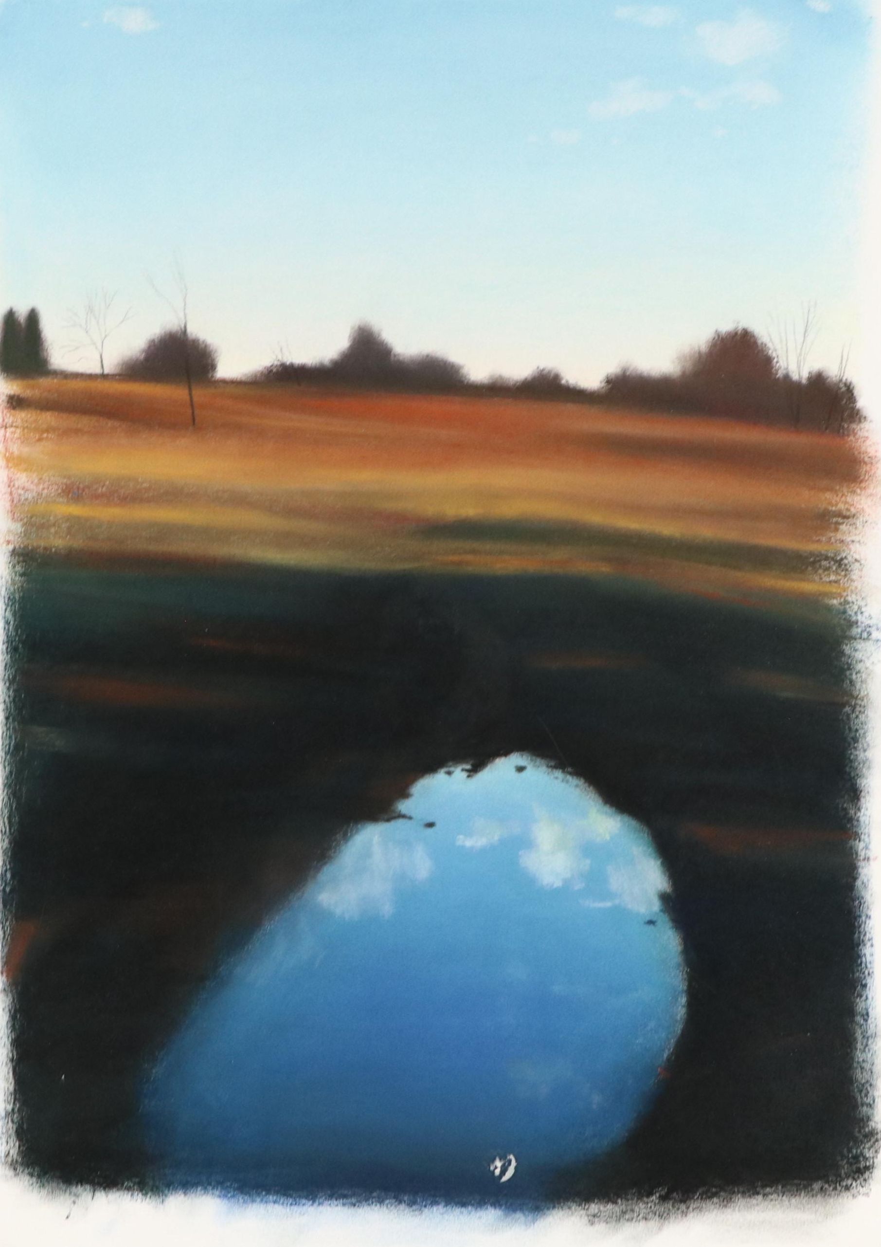 Dan Miller Landscape Chalk Pastel Drawing "Puddle Study," 21st Century